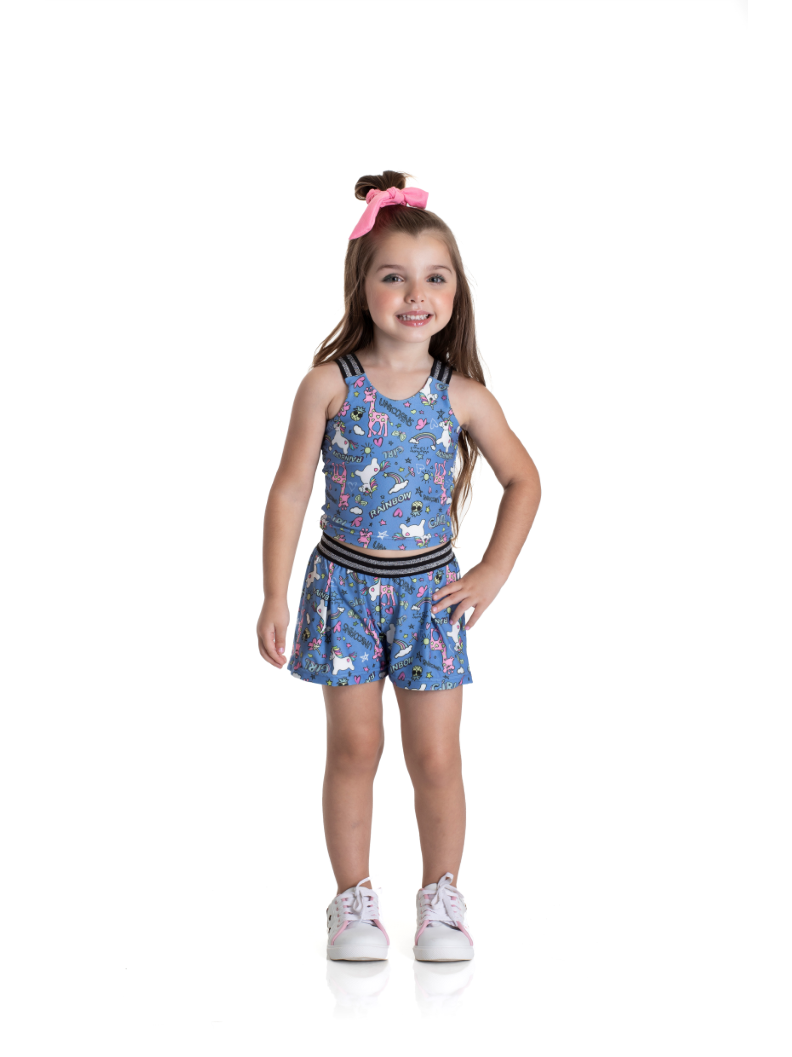 CONJUNTO INFANTIL FEMININO ARCO-ÍRIS AZUL 2186 - FTK BRAND