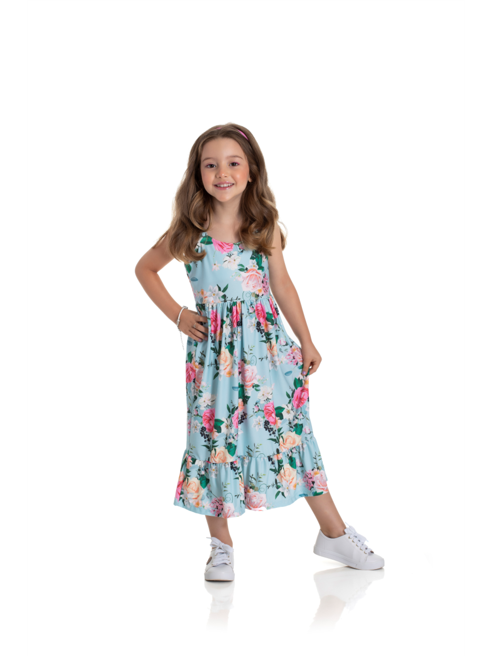VESTIDO INFANTIL FLORAL AZUL 2197 - FTK BRAND