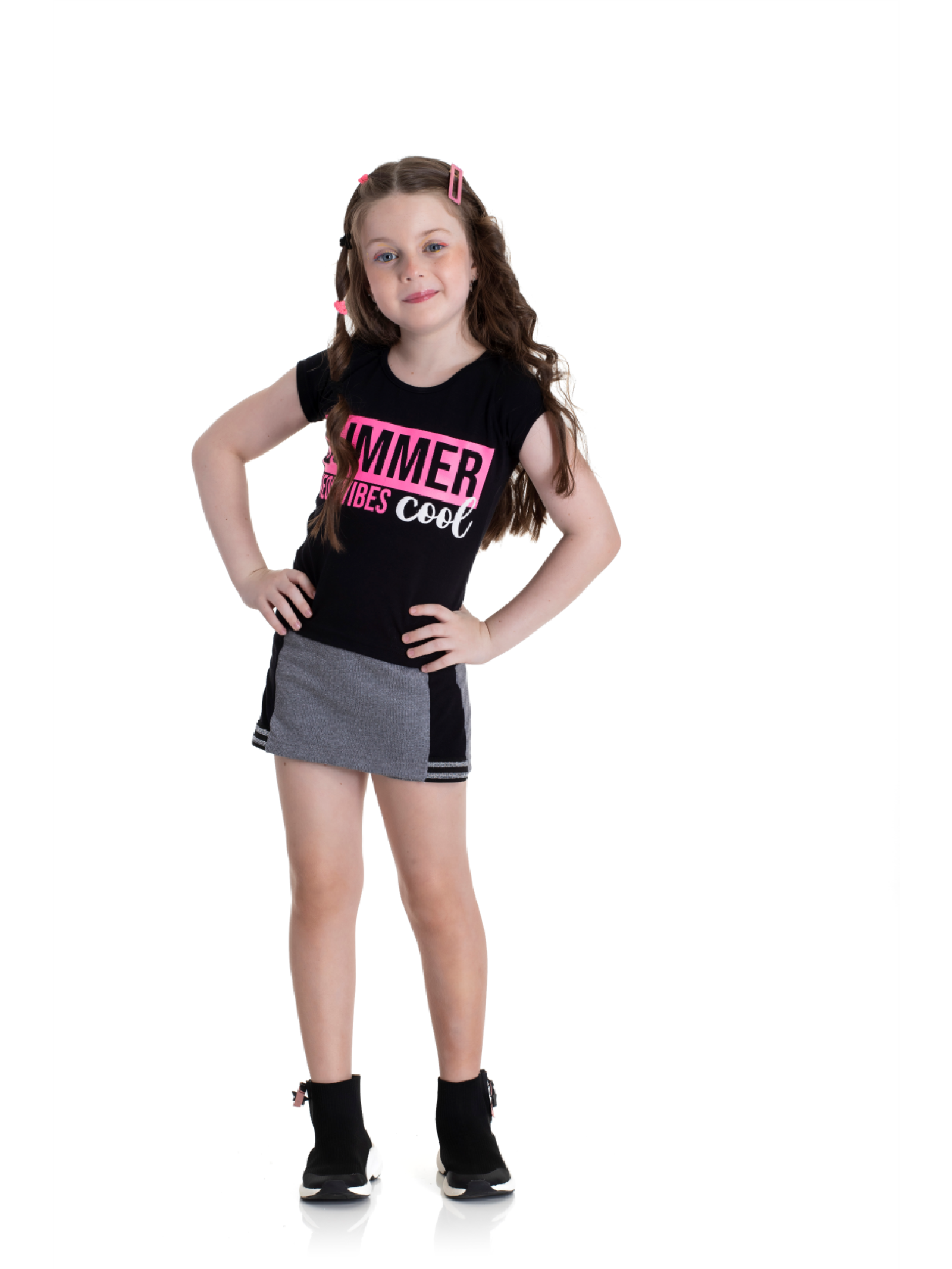 CONJUNTO INFANTIL FEMININO SUMMER PRETO 2204 - FTK BRAND