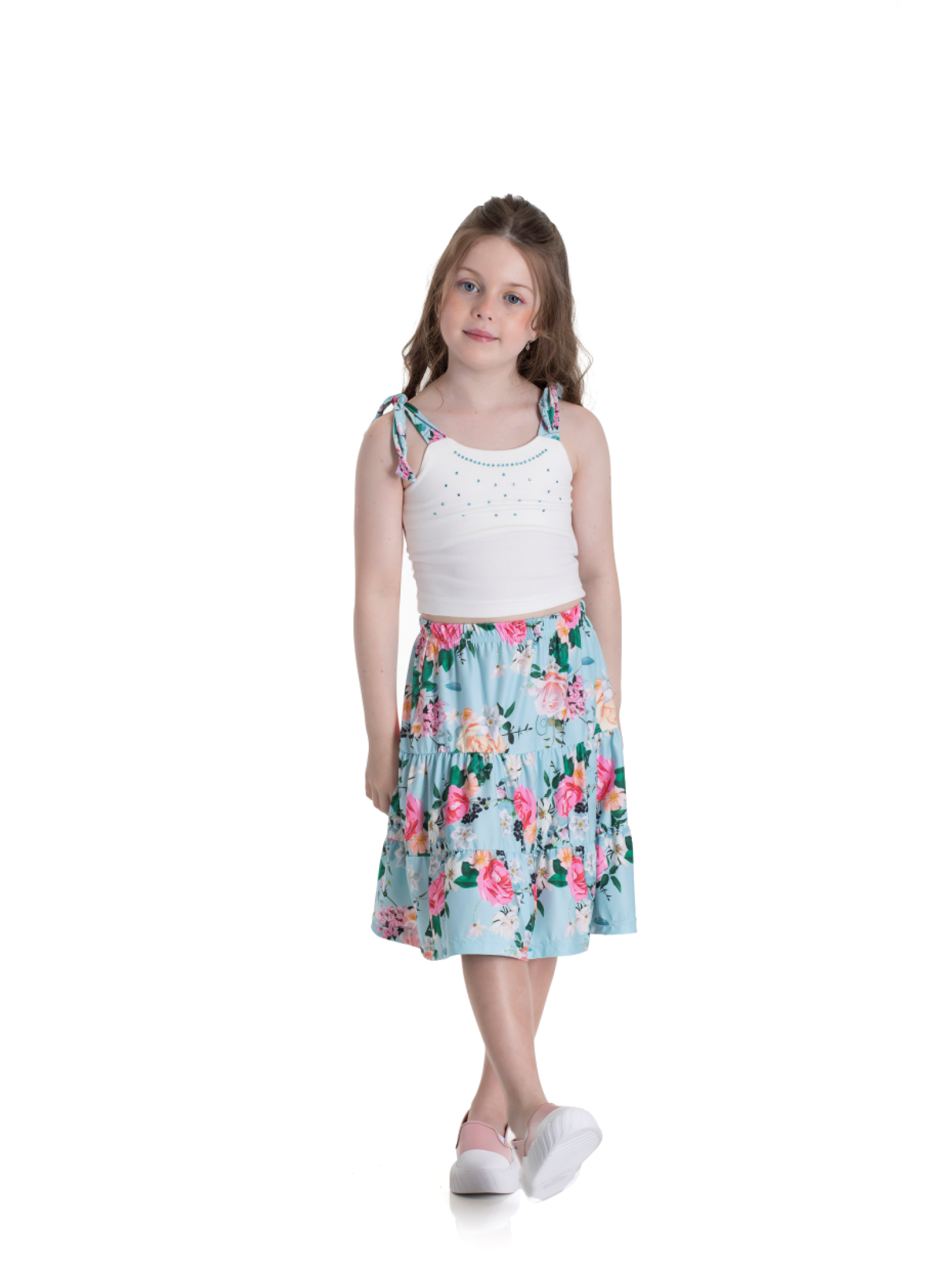 CONJUNTO INFANTIL FEMININO FLORAL AZUL 2208 - FTK BRAND