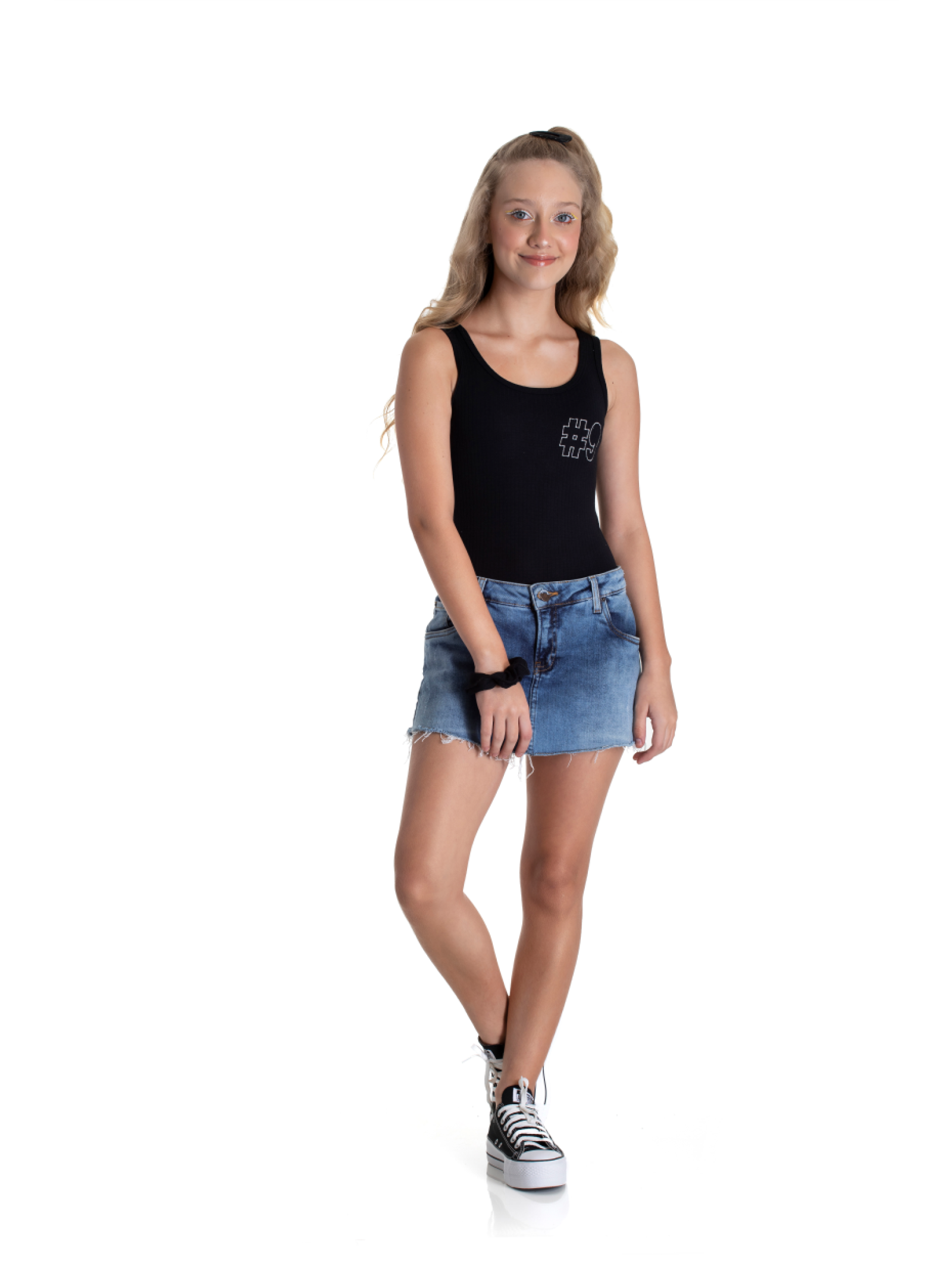 BODY TEEN FEMININO CANELADO PRETO 2220 - FTK BRAND