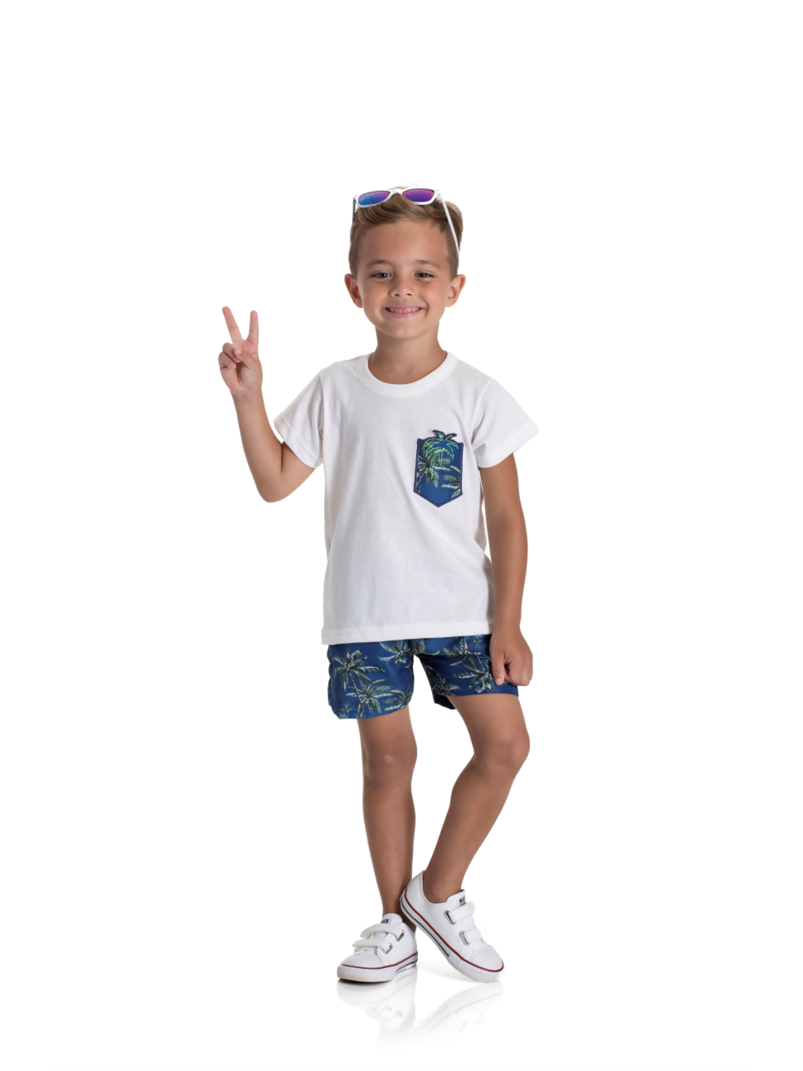 CONJUNTO INFANTIL MASCULINO COQUEIRO OFF WHITE 2233 - FTK BRAND