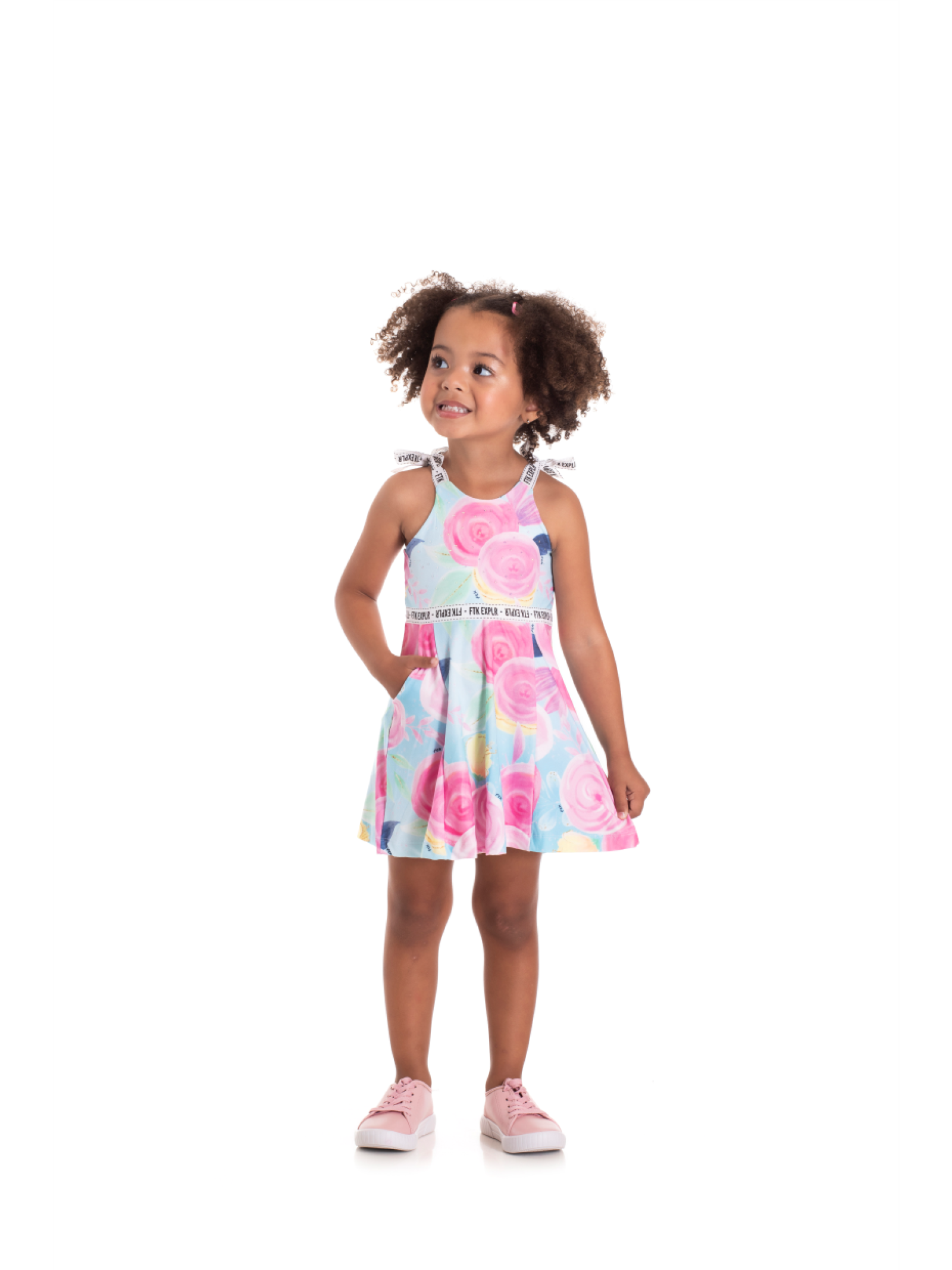 VESTIDO INFANTIL FEMININO FLORAL AZUL 2344 - FTK BRAND 