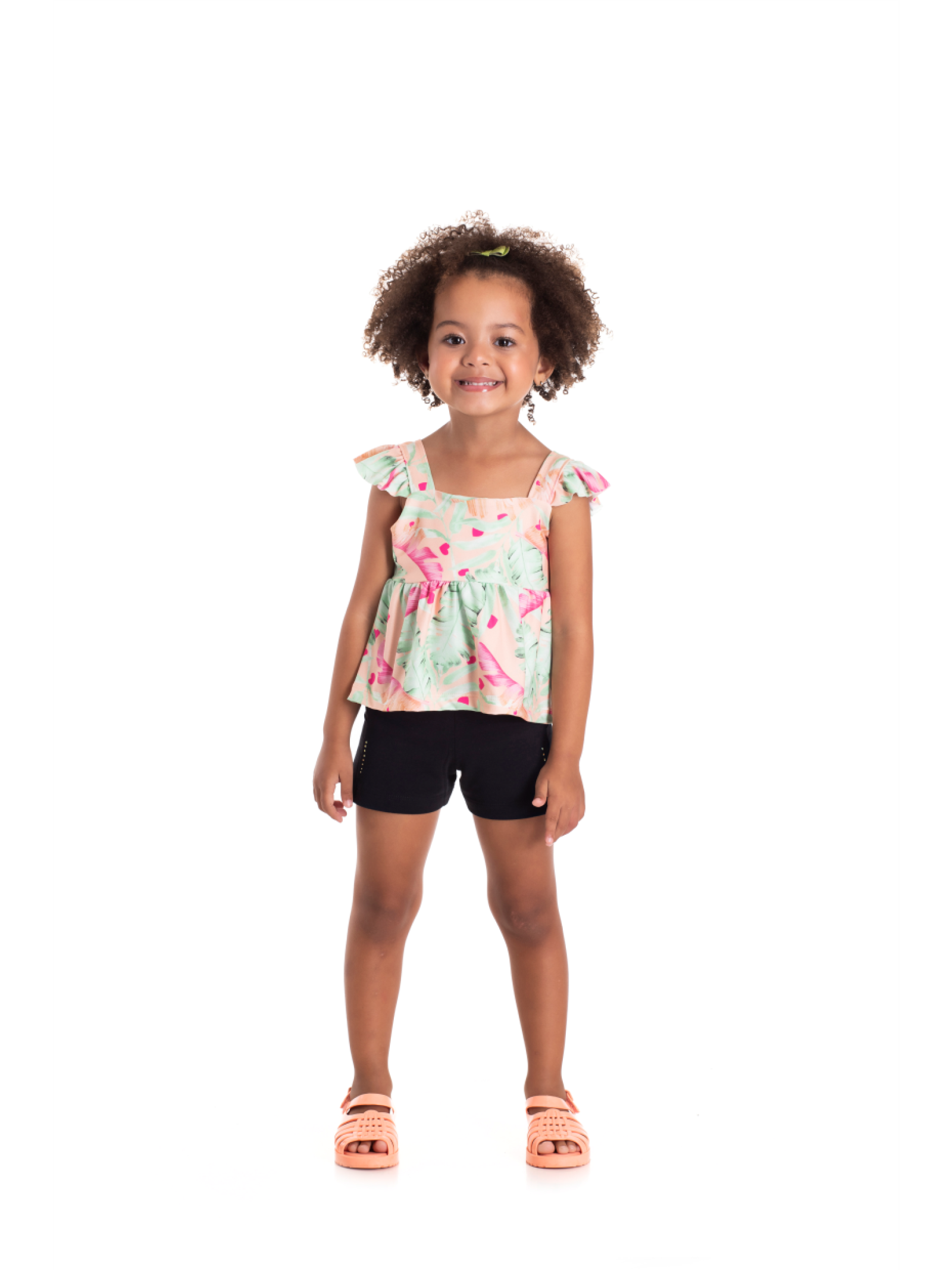 CONJUNTO INFANTIL FEMININO FOLHAS LARANJA 2351 - FTK BRAND