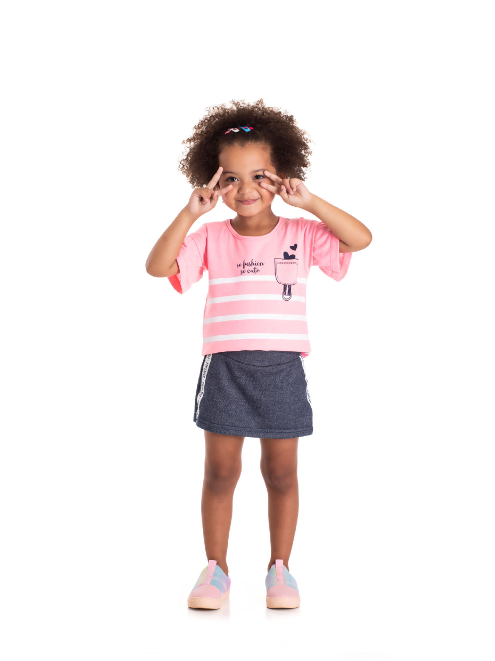 CONJUNTO INFANTIL FEMININO CUTE ROSA NEON 2353 - FTK BRAND