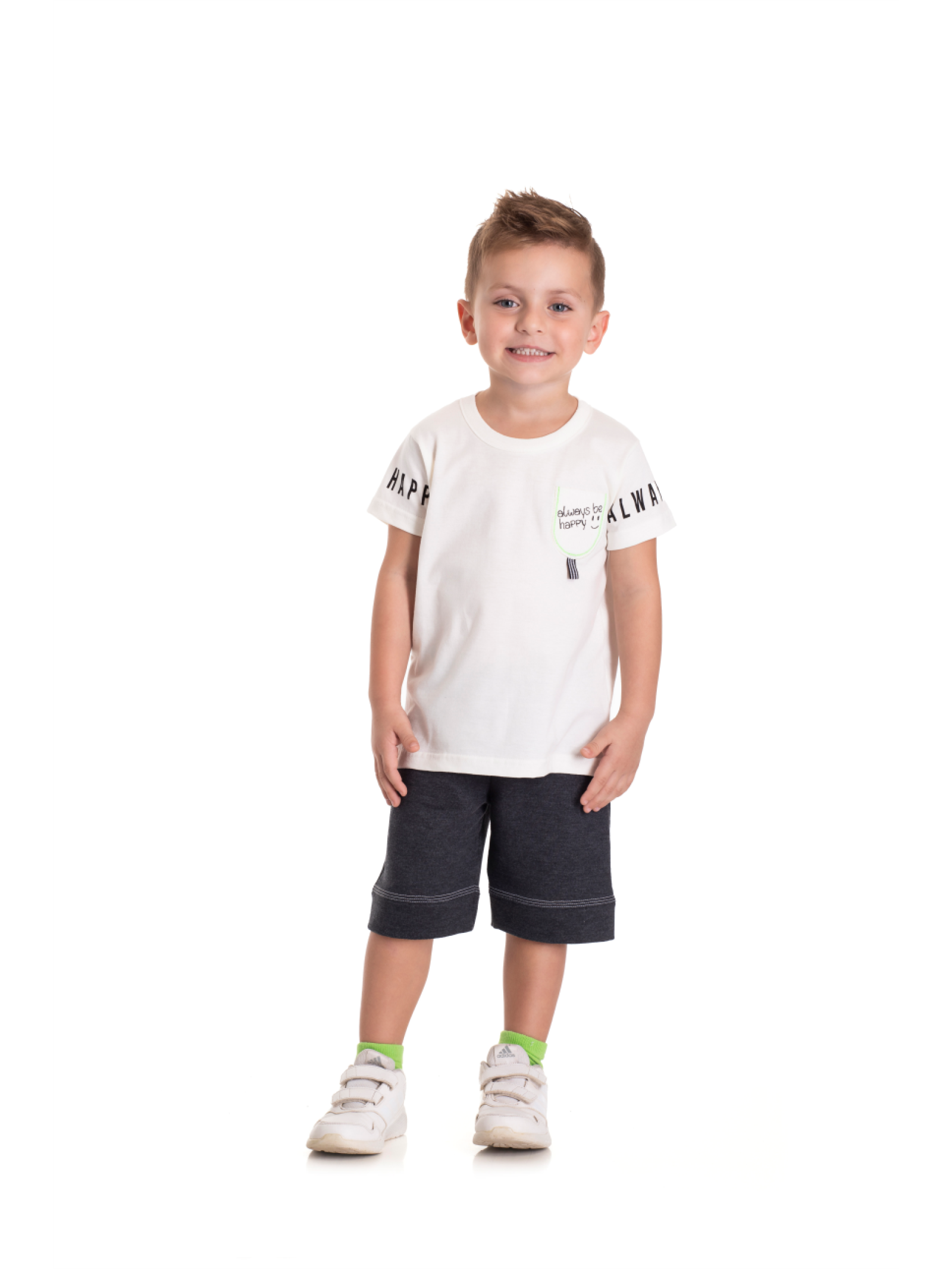 CONJUNTO INFANTIL MASCULINO HAPPY OFF WHITE 2389 - FTK BRAND