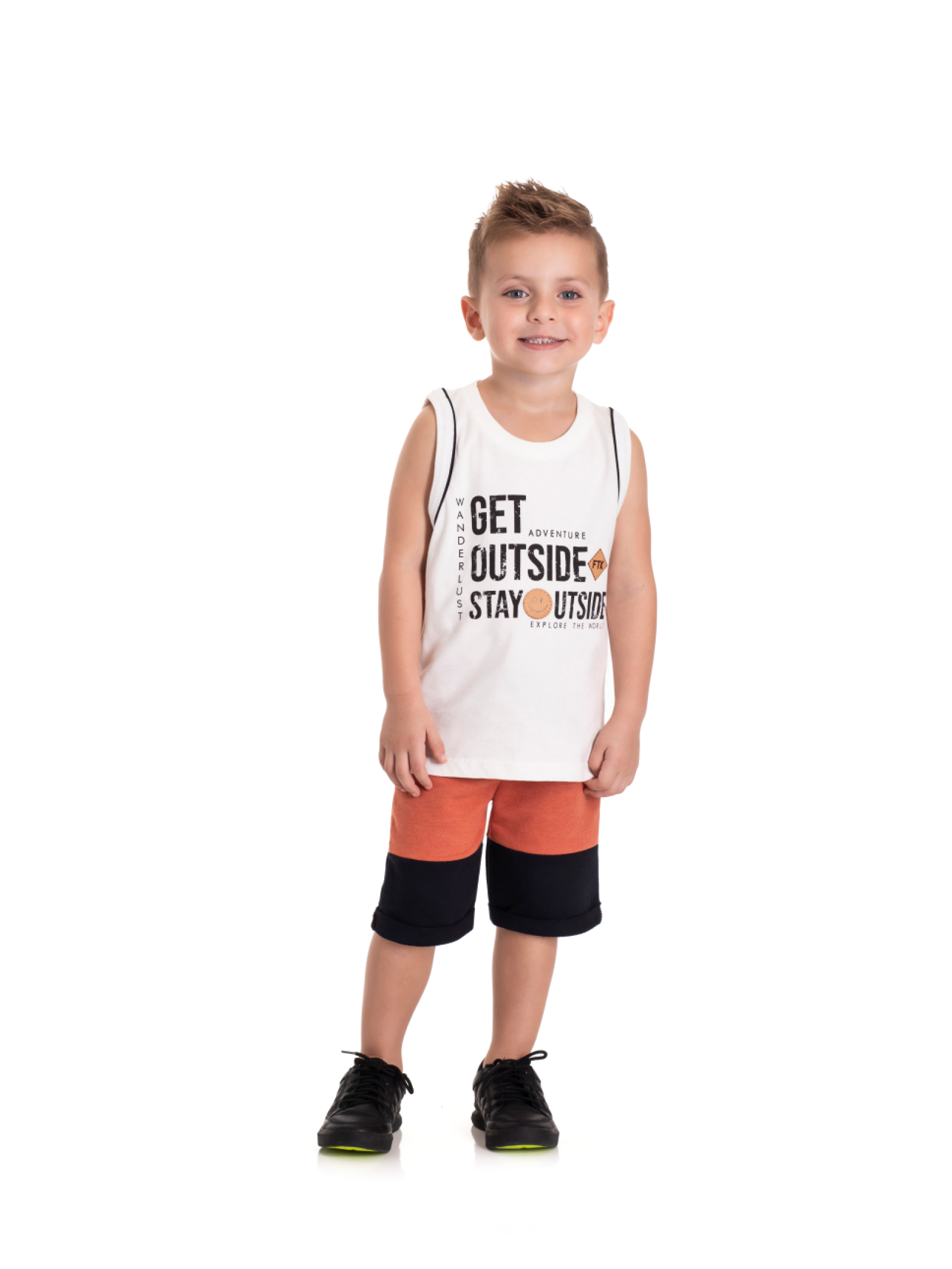 CONJUNTO INFANTIL MASCULINO ADVENTURE OFF WHITE 2391 - FTK BRAND