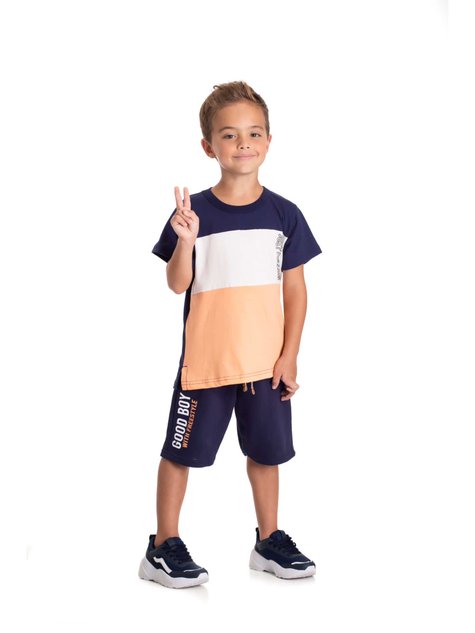 CONJUNTO INFANTIL MASCULINO COLORS MARINHO 2395 - FTK BRAND 