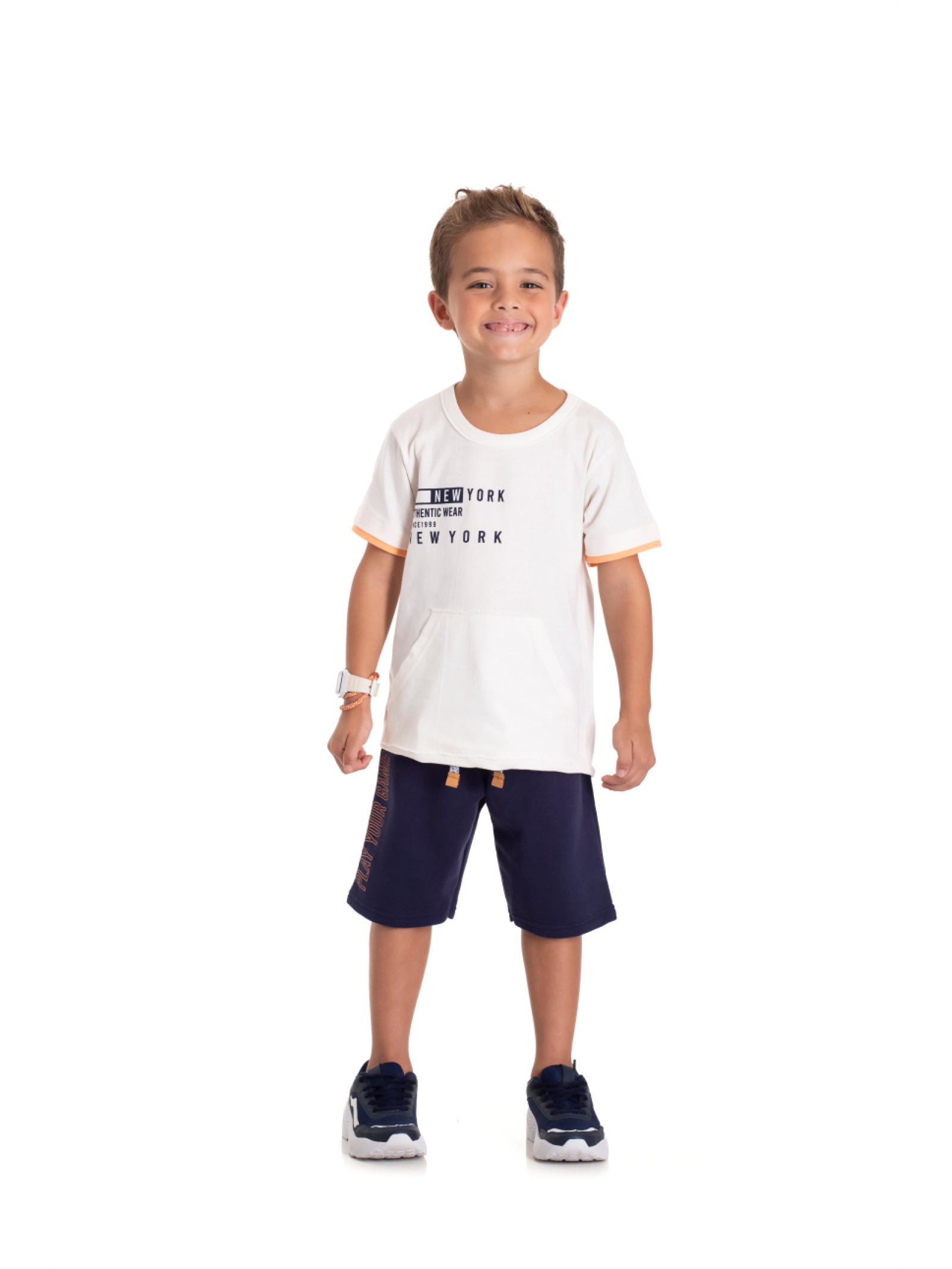CONJUNTO INFANTIL MASCULINO NEW YORK OFF WHITE 2399 - FTK BRAND 