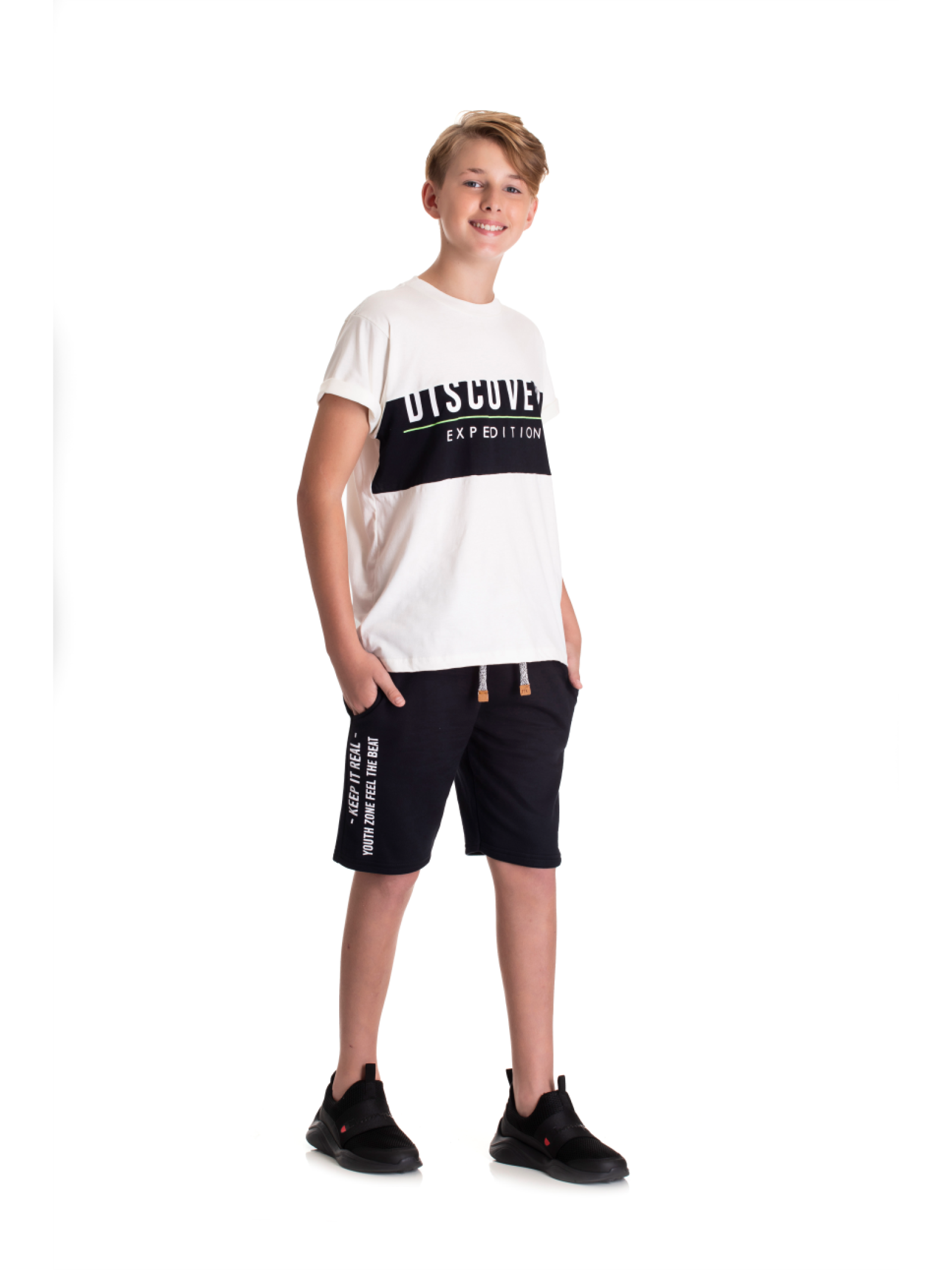 CONJUNTO TEEN MASCULINO DISCOVERY PRETO 2406 - FTK BRAND