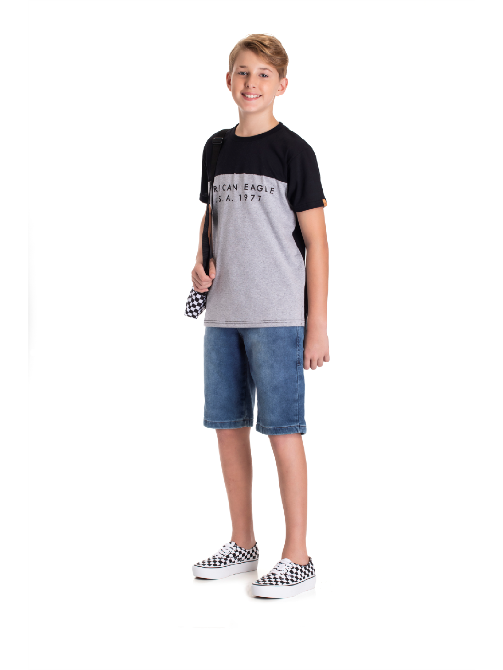 CAMISETA TEEN MASCULINO AMERICAN PRETA 2407 - FTK BRAND