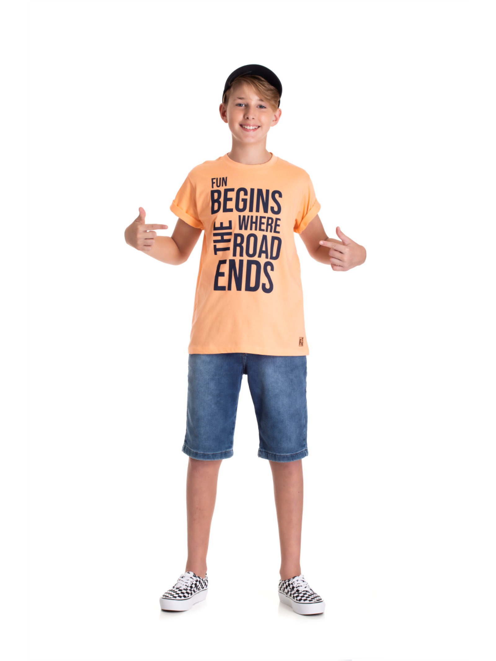 CAMISETA TEEN MASCULINO HAVE FUN LARANJA 2408 - FTK BRAND 