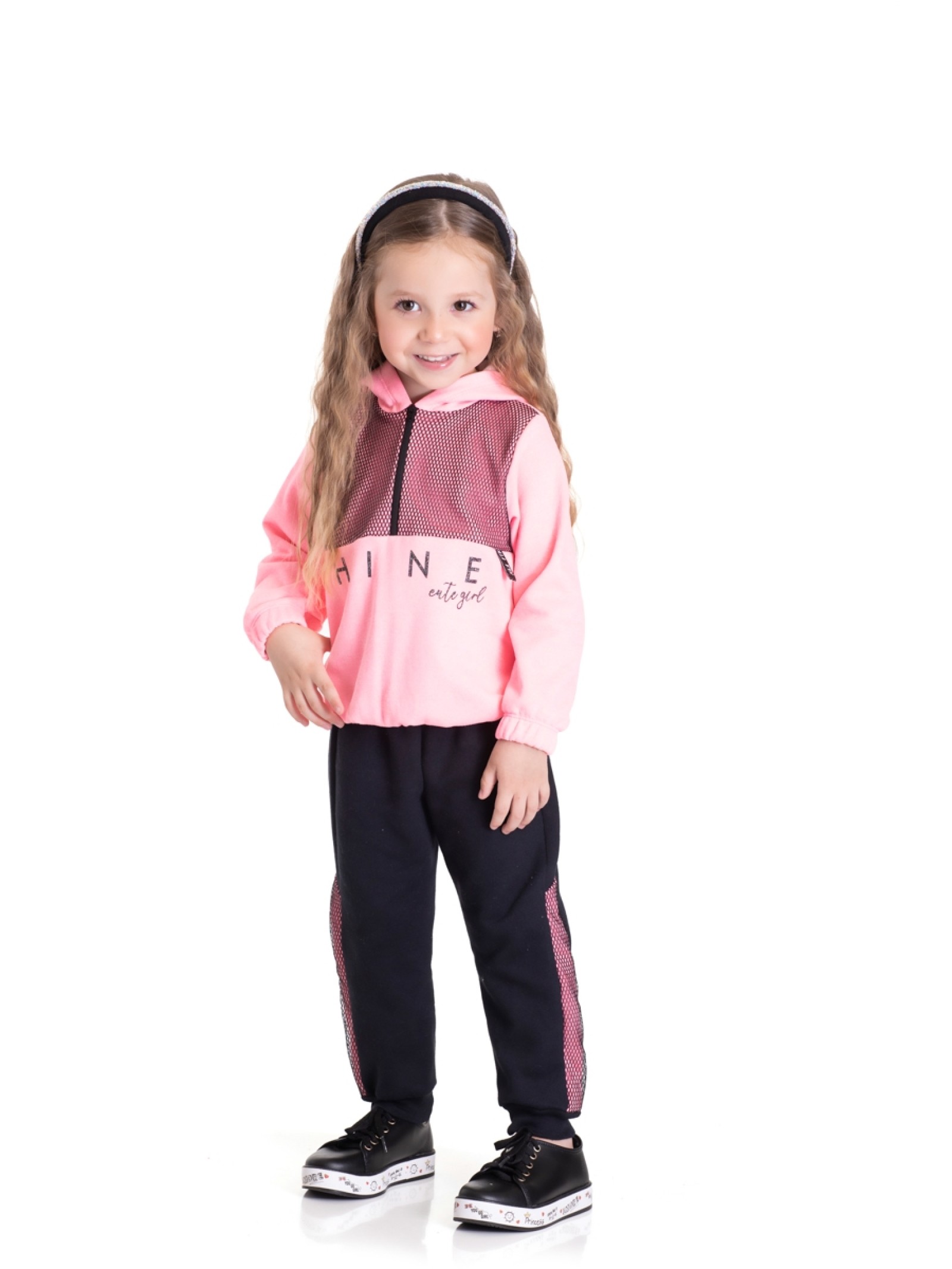 CONJUNTO INFANTIL FEMININO SHINE ROSA NEON 2425 - FTK BRAND