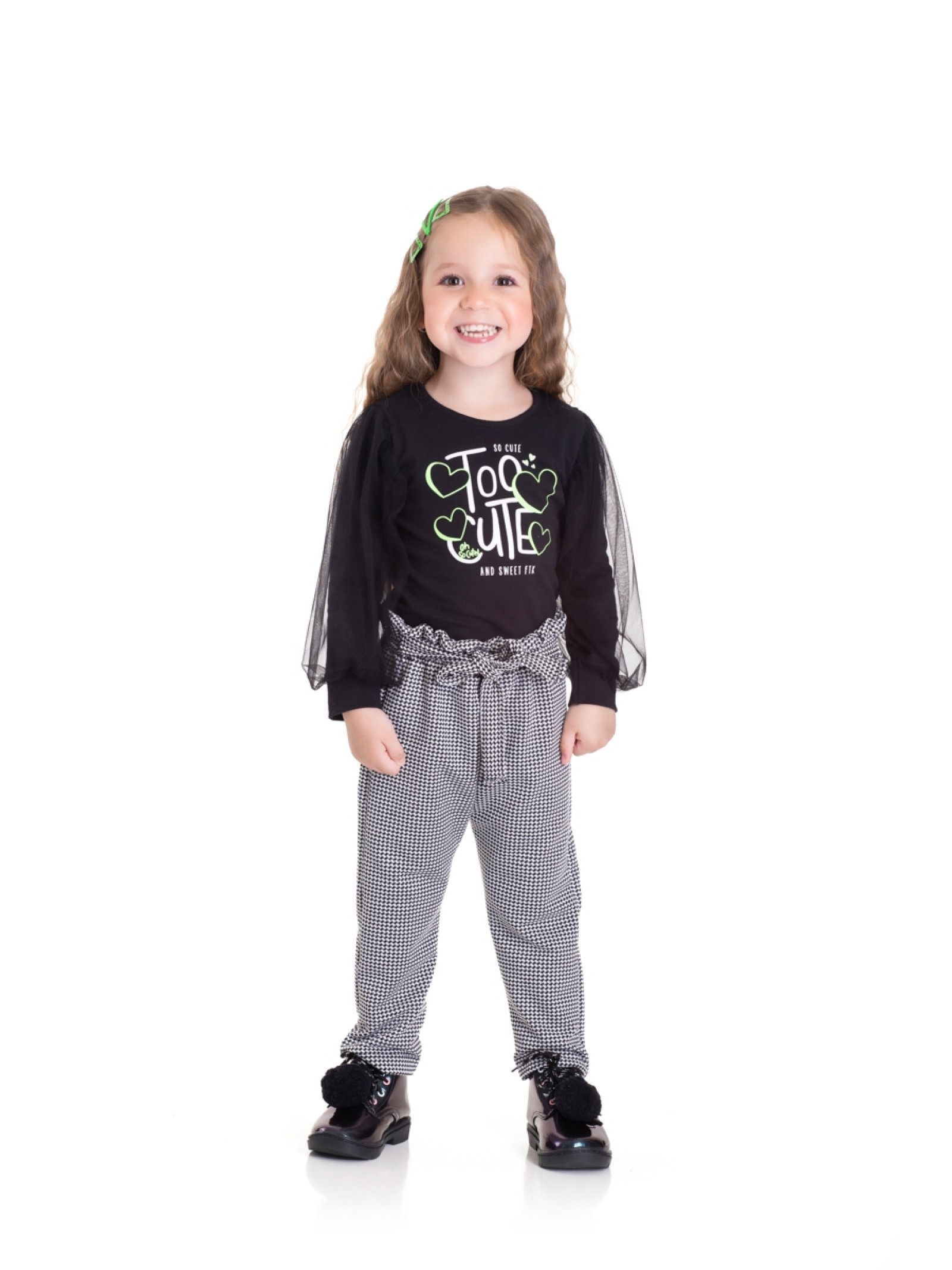 ONJUNTO INFANTIL FEMININO CUTE PRETO 2426 - FTK BRAND 