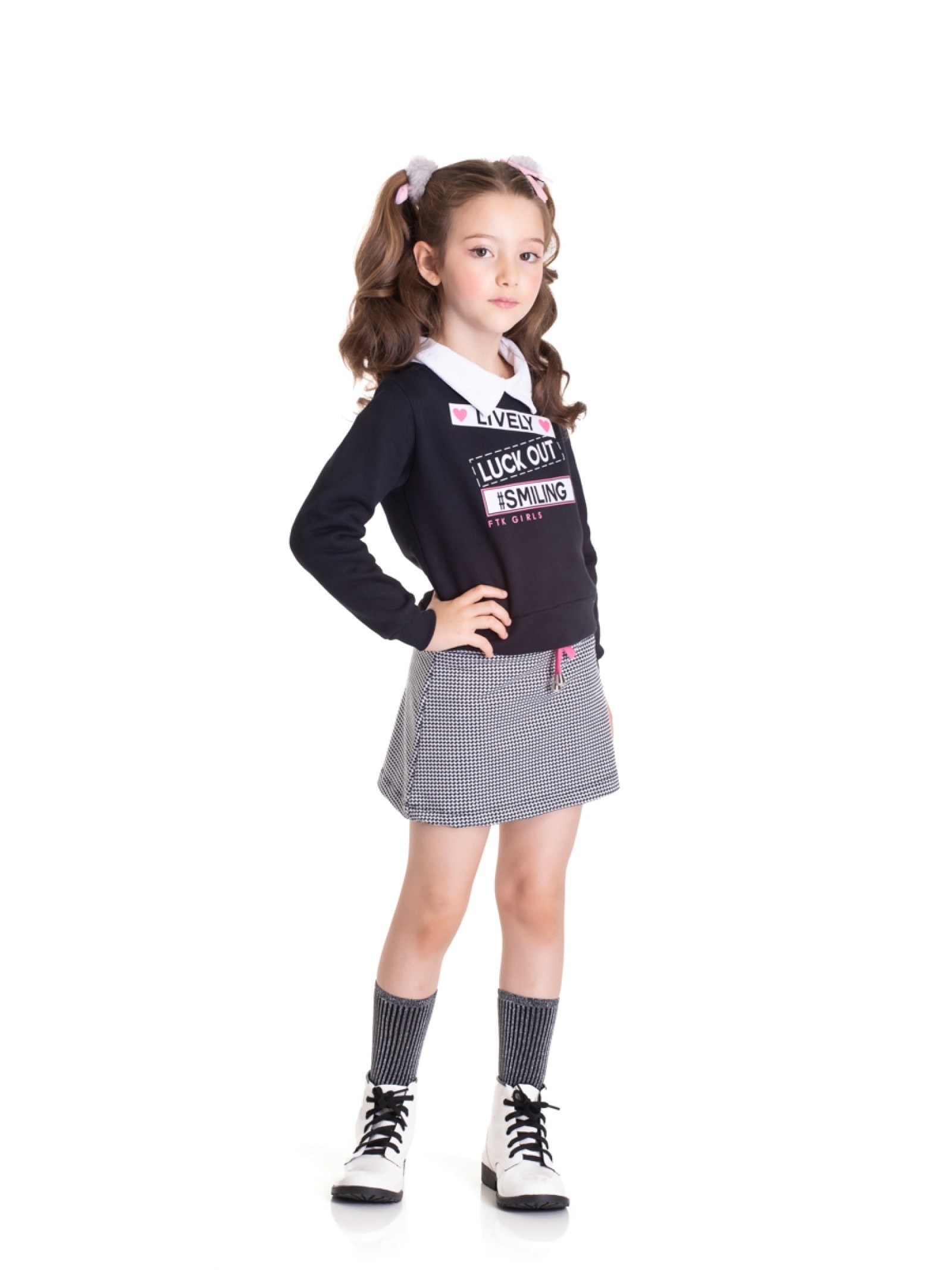 CONJUNTO INFANTIL FEMININO SMILING PRETO 2444 - FTK BRAND 