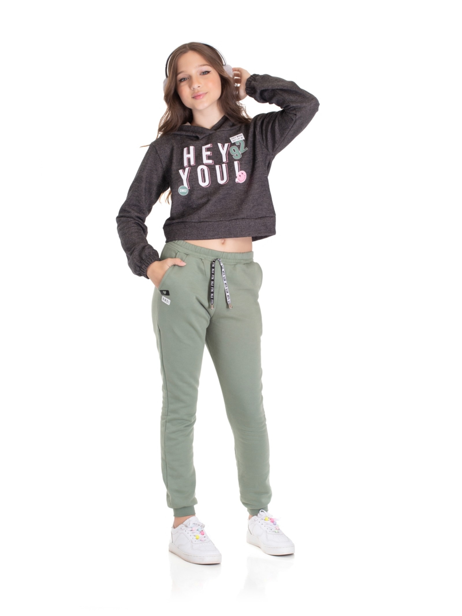 CONJUNTO TEEN FEMININO HEY YOU PRETO 2452 - FTK BRAND 