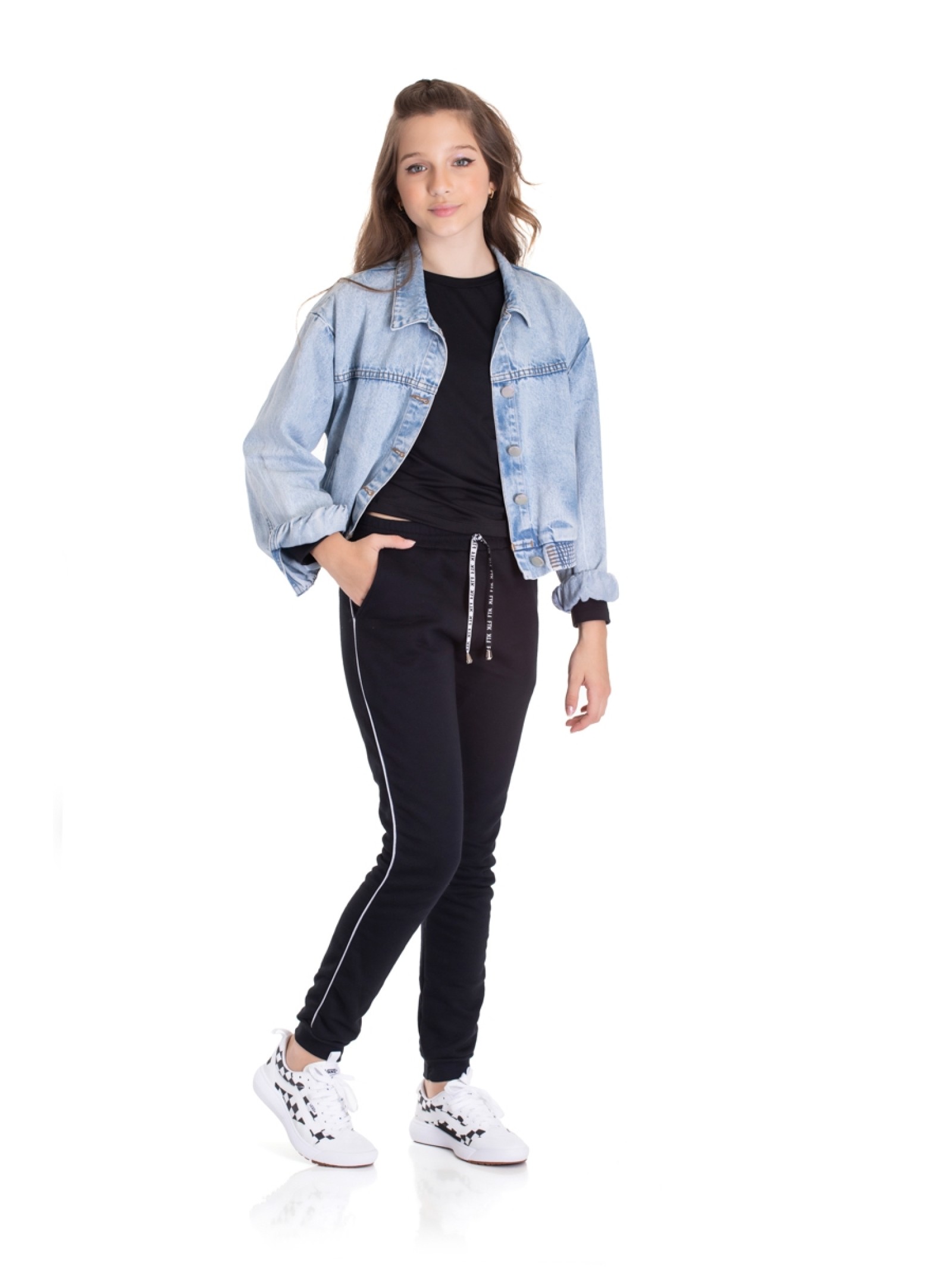 CALÇA JOGGER TEEN FEMININA  PRETA 2457 - FTK BRAND