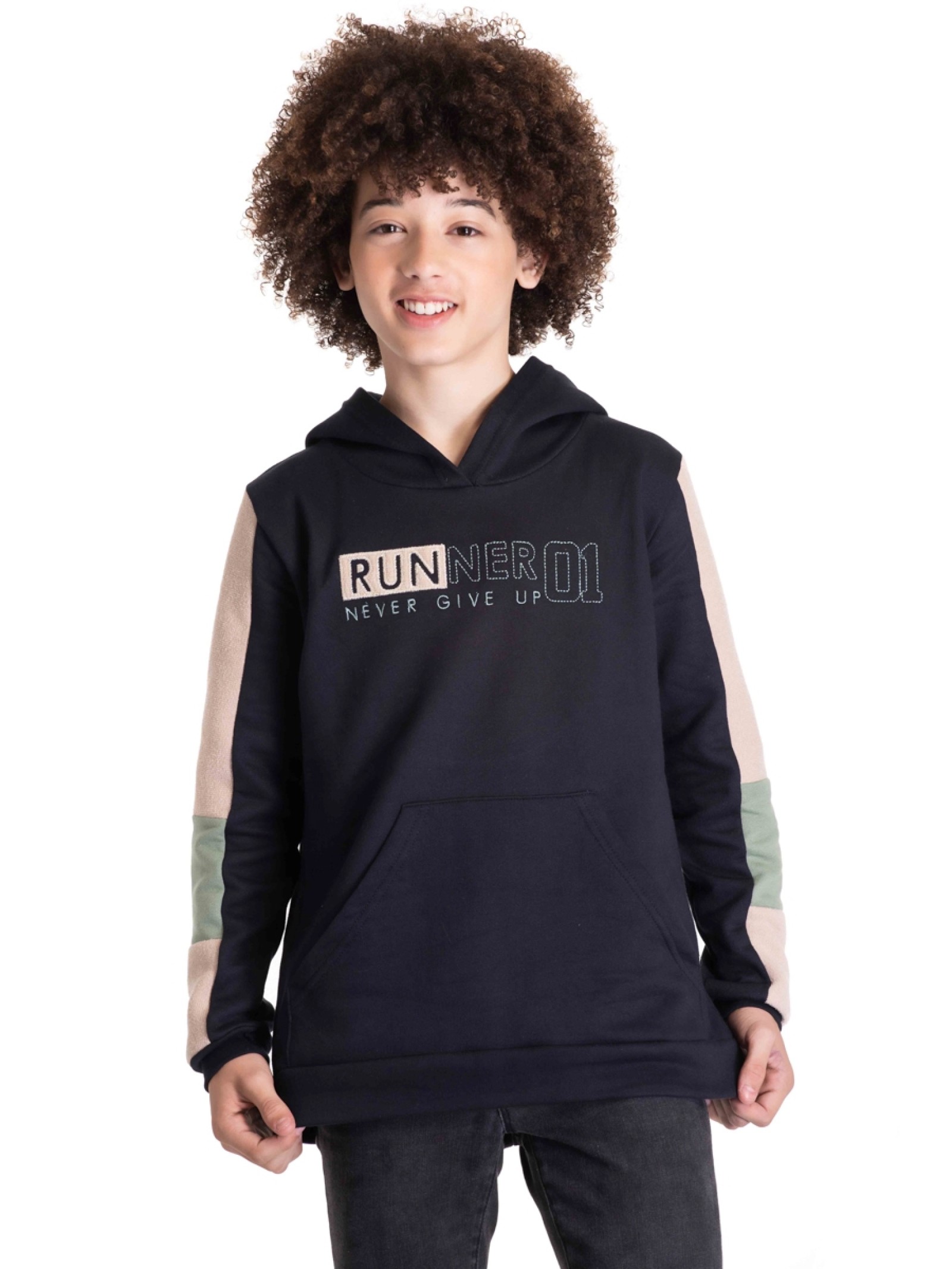 BLUSÃO TEEN MASCULINO RUNNER PRETO 2483 - FTK BRAND 