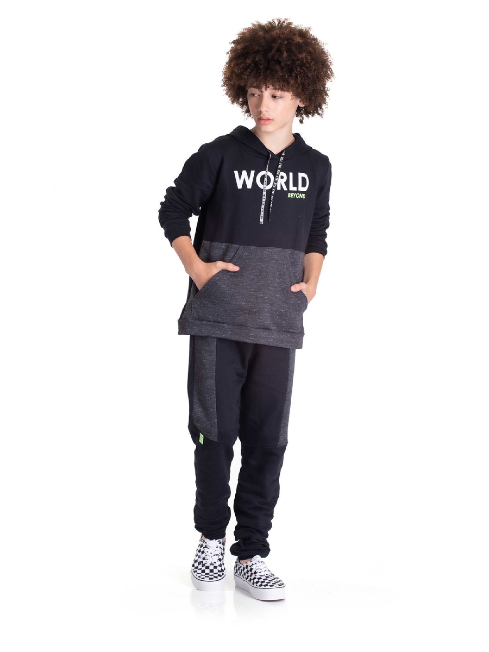 CONJUNTO TEEN MASCULINO WORLD PRETO 2485 - FTK BRAND