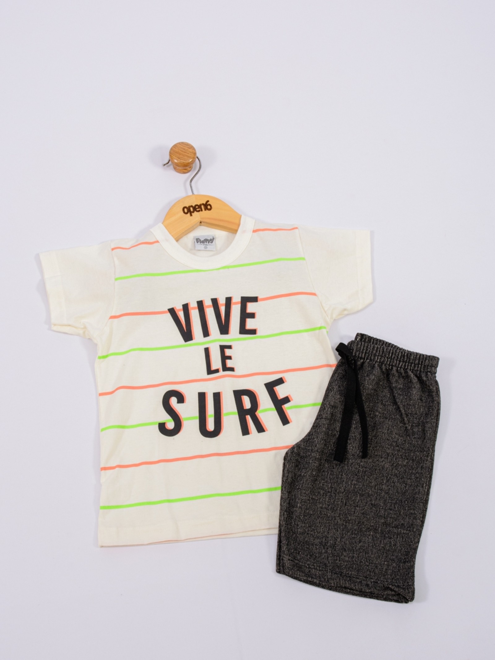 CONJUNTO INFANTIL MASCULINO SURF PRETO 2387 - FTK BRAND 