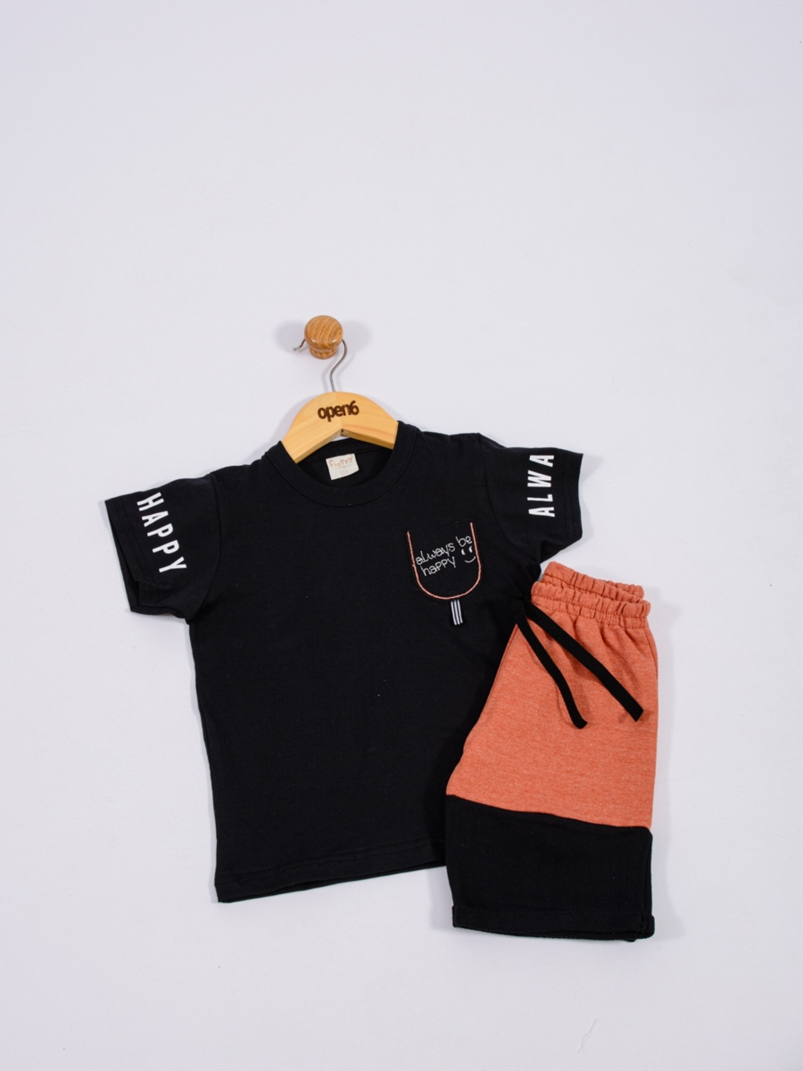 CONJUNTO INFANTIL MASCULINO HAPPY PRETO 2389 - FTK BRAND 