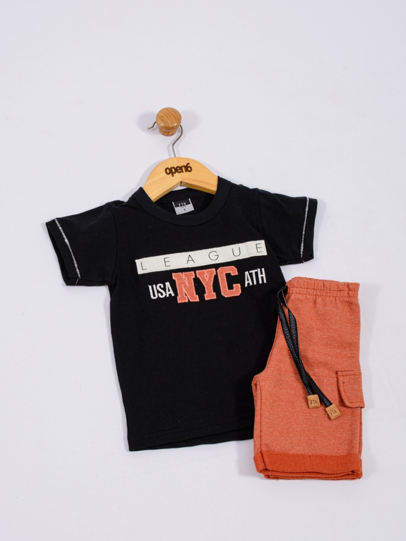 CONJUNTO INFANTIL MASCULINO LEAGUE PRETO 2420 - FTK BRAND 