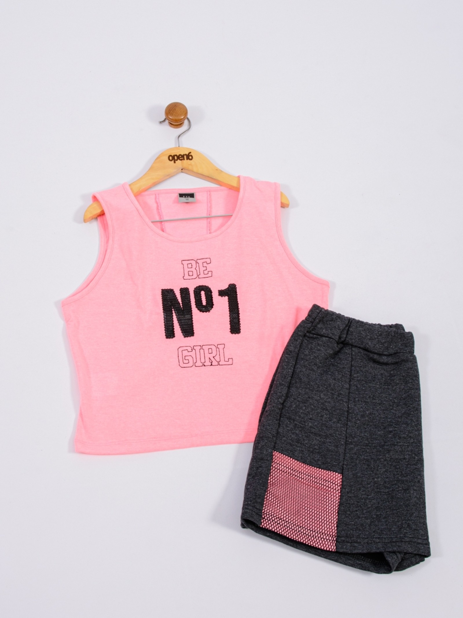 CONJUNTO TEEN FEMININO NUMBER ROSA NEON 2376 - FTK BRAND