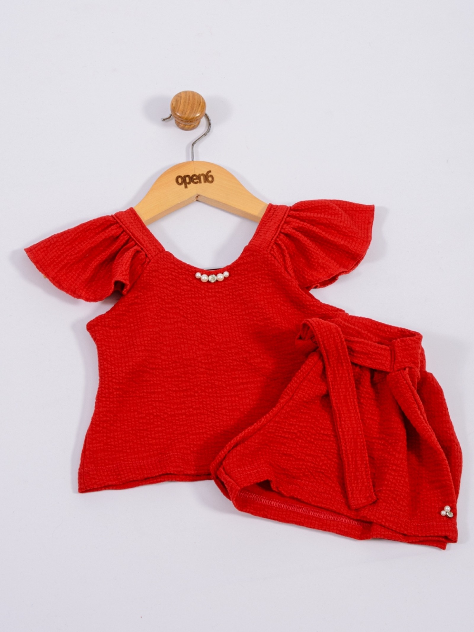 CONJUNTO INFANTIL FEMININO PÉROLAS VERMELHO 2416 - FTK BRAND 