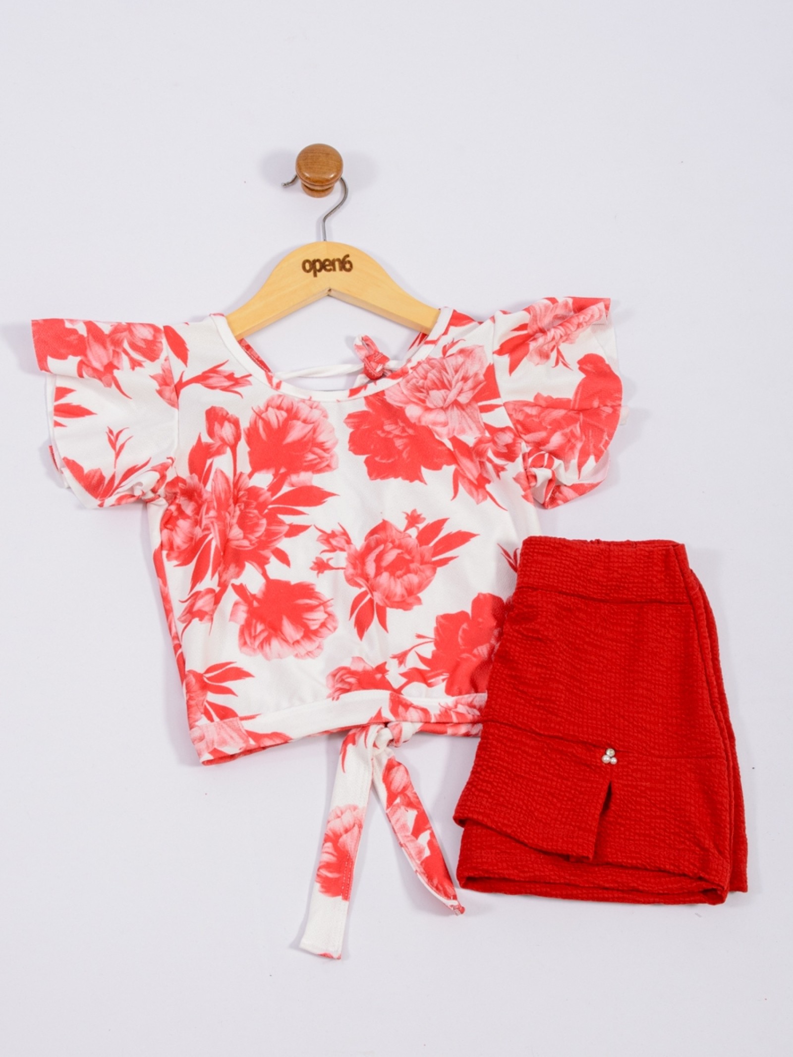 CONJUNTO INFANTIL FEMININO FLOWERS VERMELHO 2417 - FTK BRAND