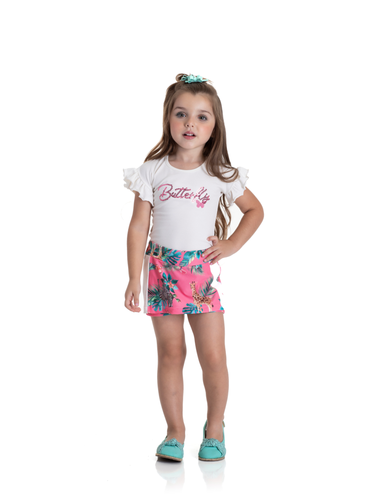 CONJUNTO INFANTIL FEMININO BORBOLETA ROSA 2187 - FTK BRAND 