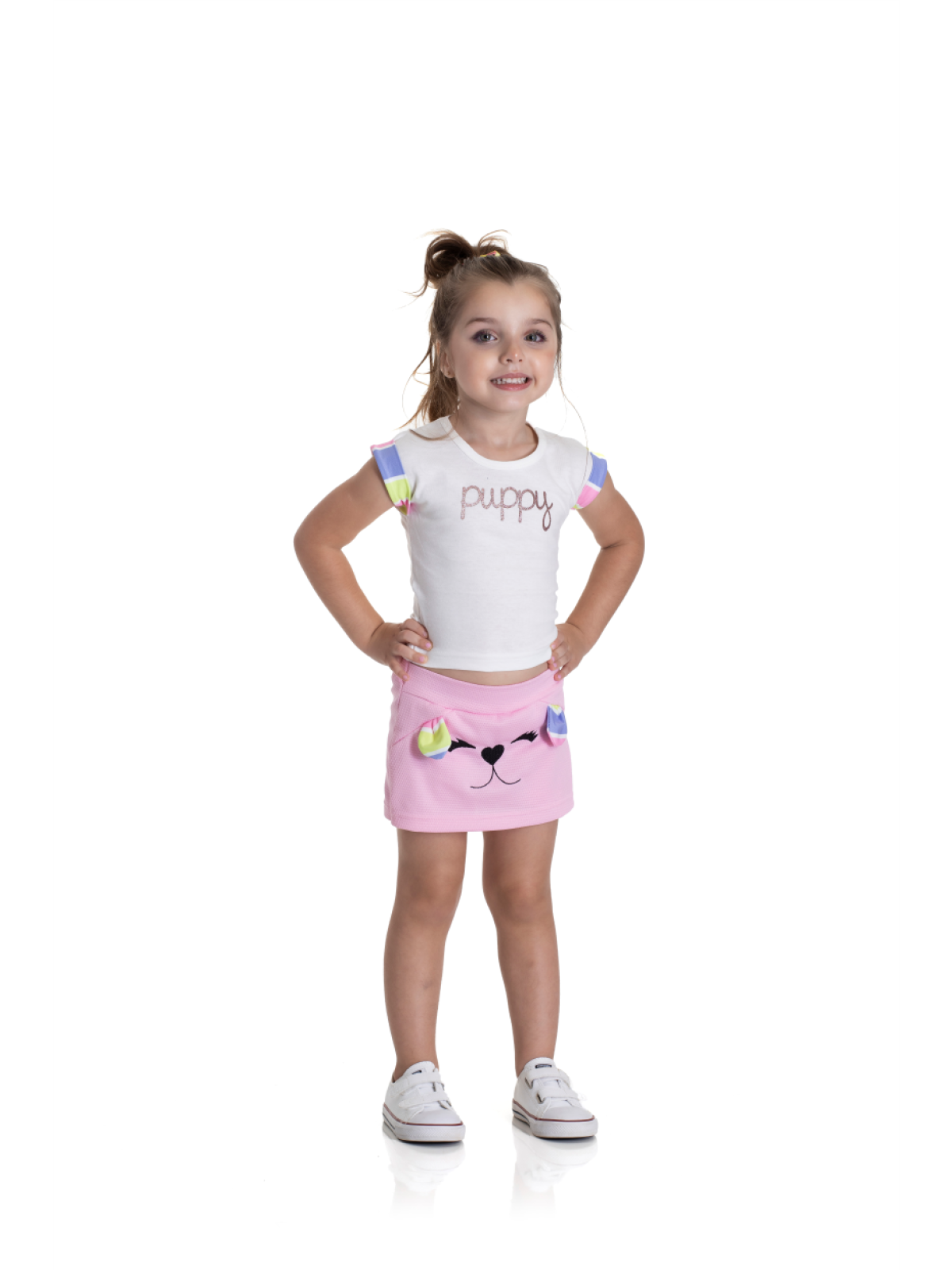 CONJUNTO INFANTIL FEMININO PUPPY ROSA 2190 - FTK BRAND 