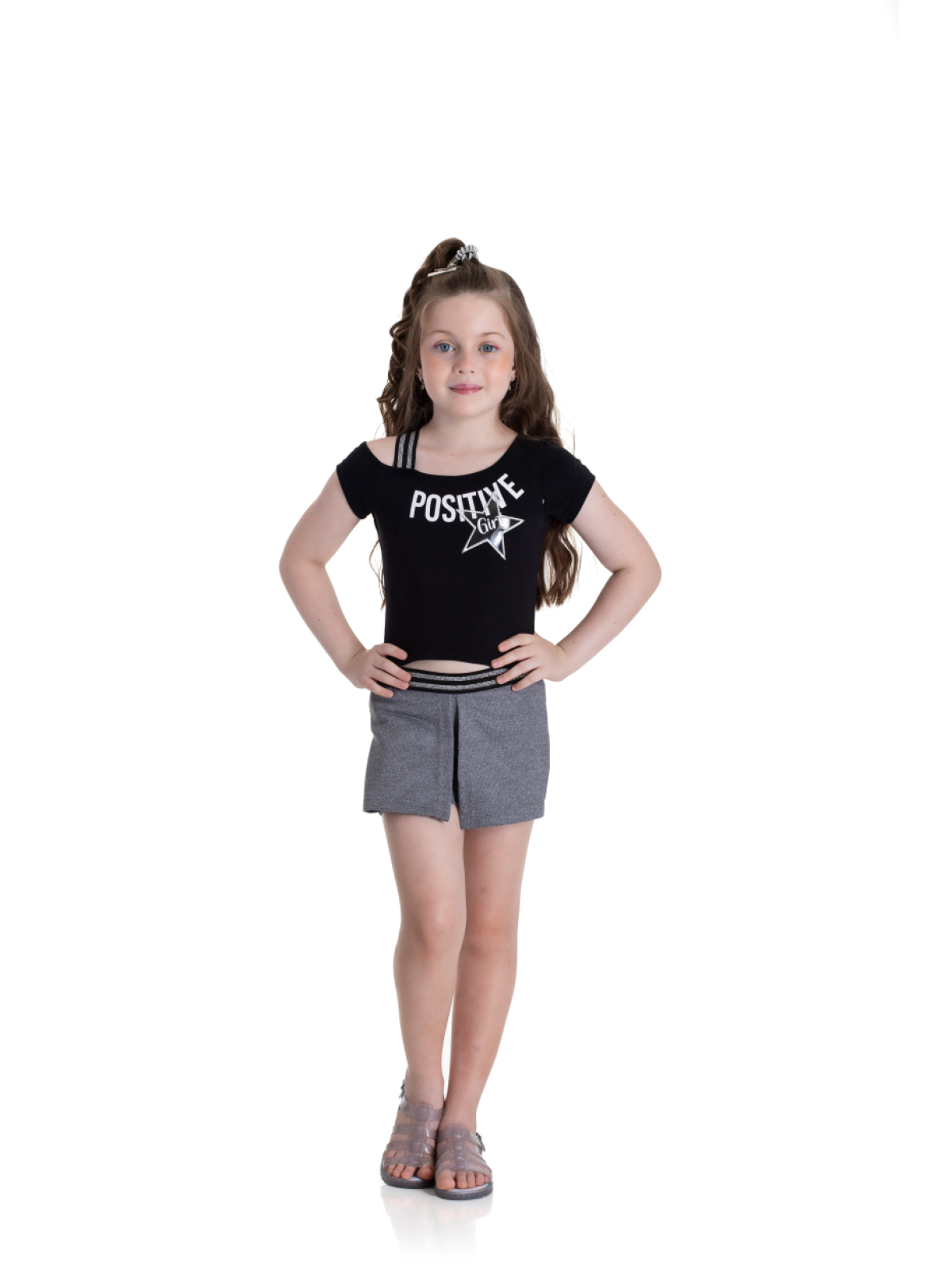 CONJUNTO INFANTIL FEMININO POSITIVE PRETO 2198 - FTK BRAND