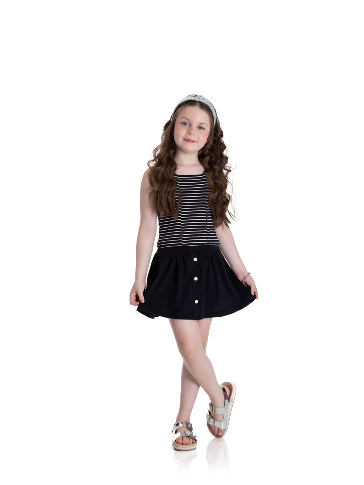 CONJUNTO INFANTIL FEMININO LISTRAS PRETO 2207 - FTK BRAND