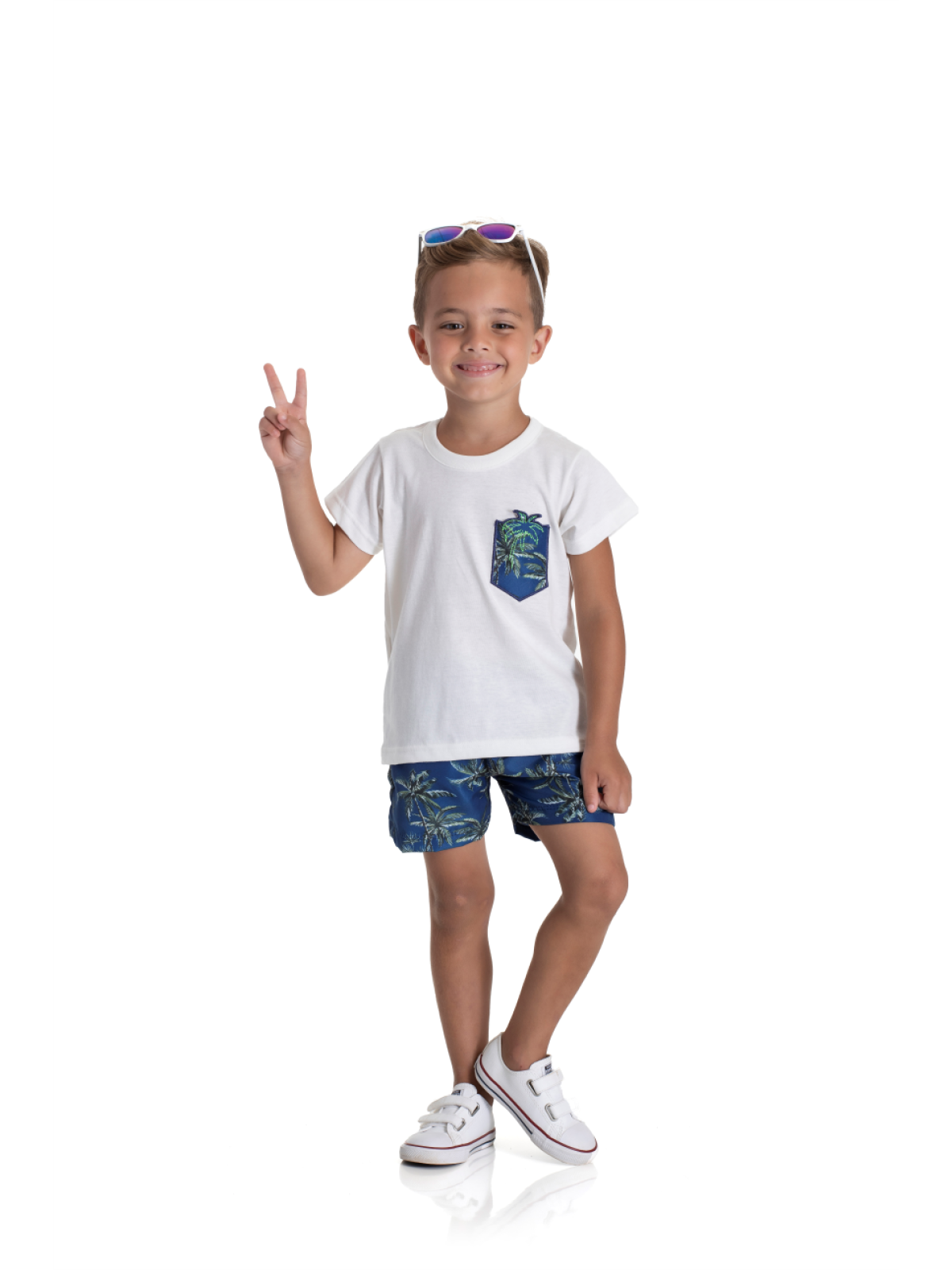 CONJUNTO INFANTIL MASCULINO COQUEIRO OFF WHITE 2233 - FTK BRAND