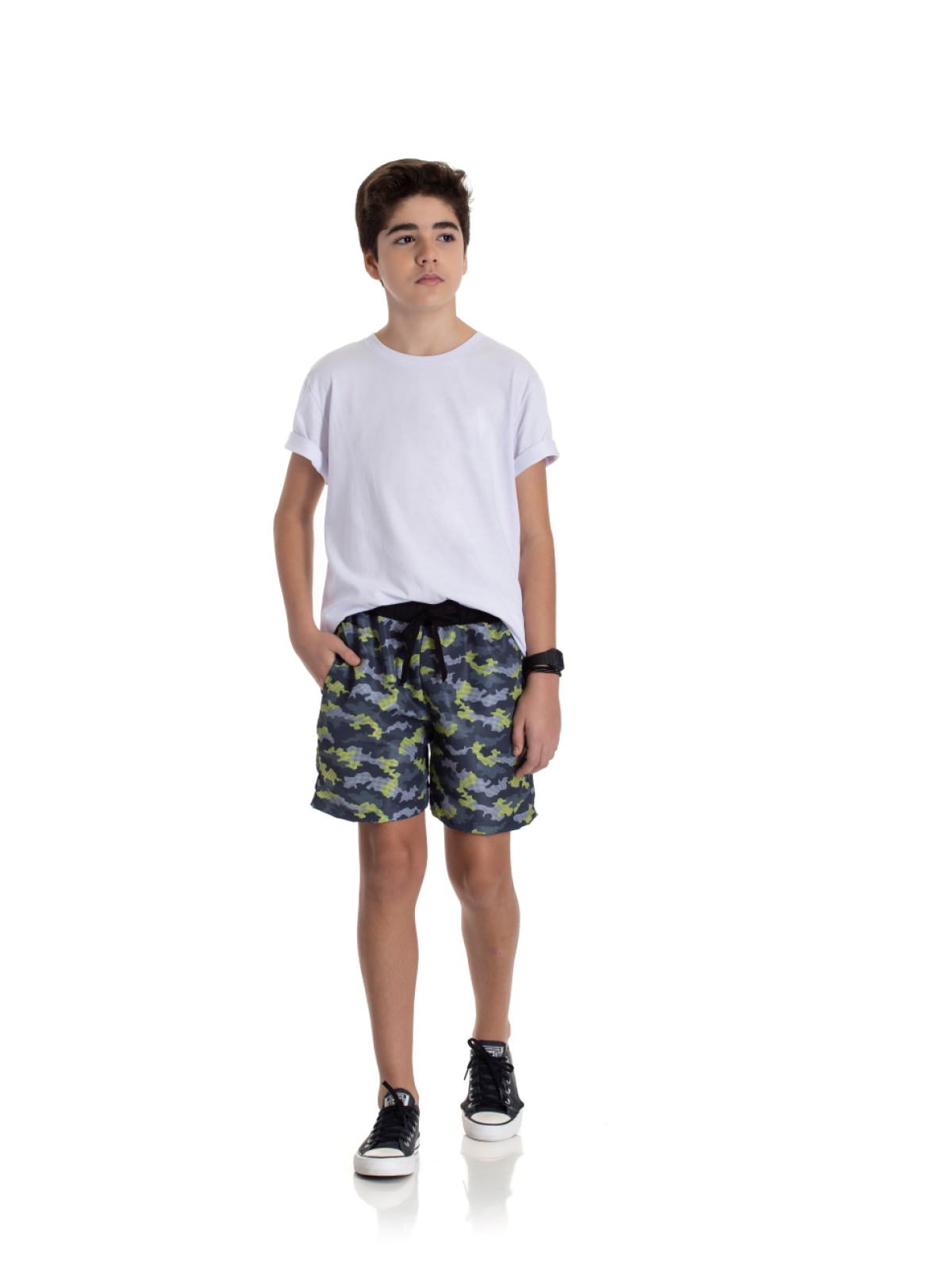BERMUDA TEEN MASCULINO CAMUFLADA PRETO 2255 - FTK BRAND