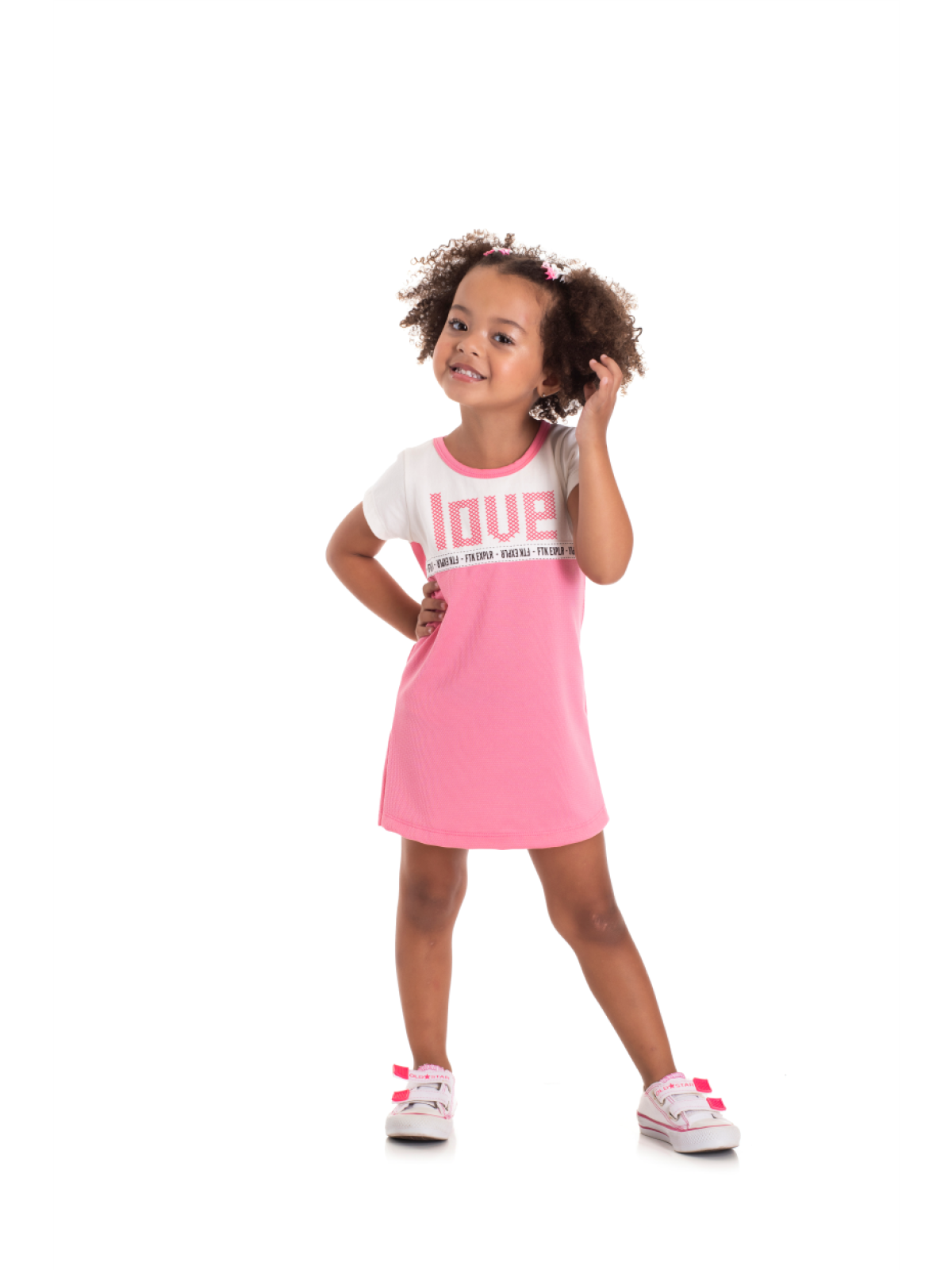 VESTIDO INFANTIL FEMININO LOVE ROSA 2343 - FTK BRAND 