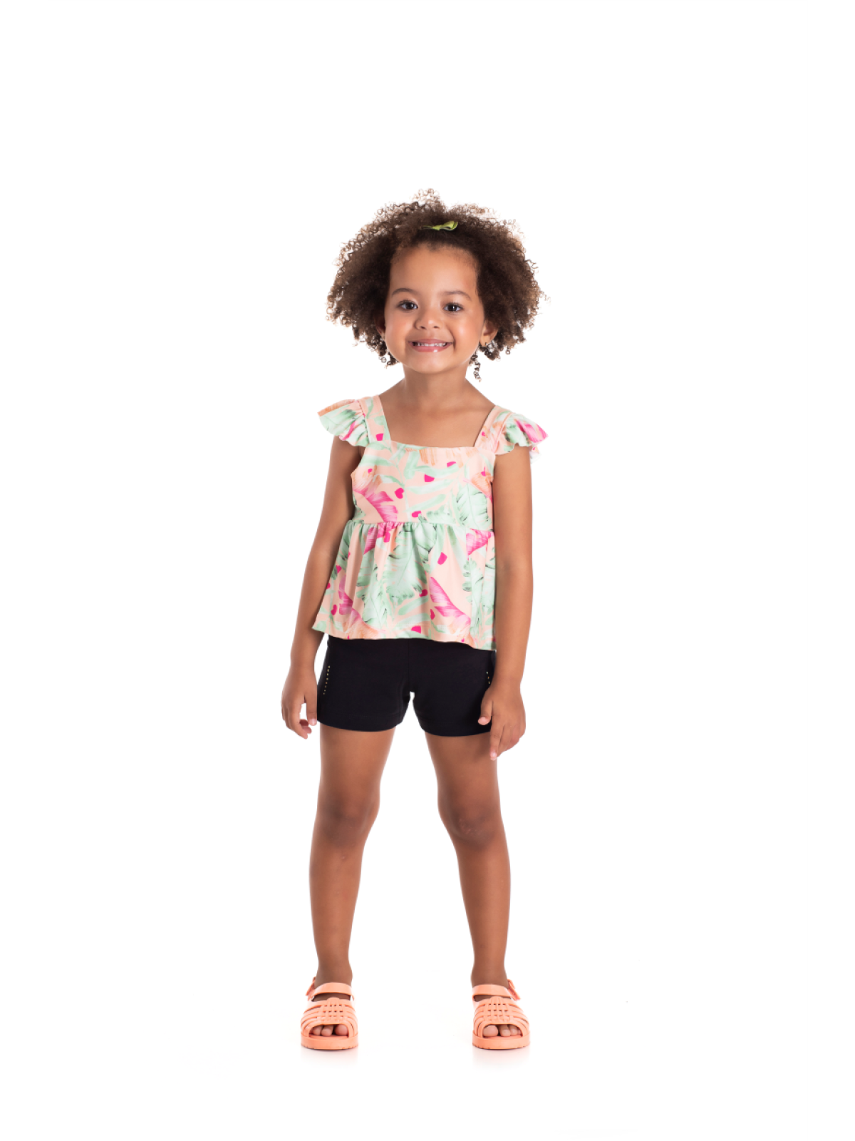 CONJUNTO INFANTIL FEMININO FOLHAS LARANJA 2351 - FTK BRAND