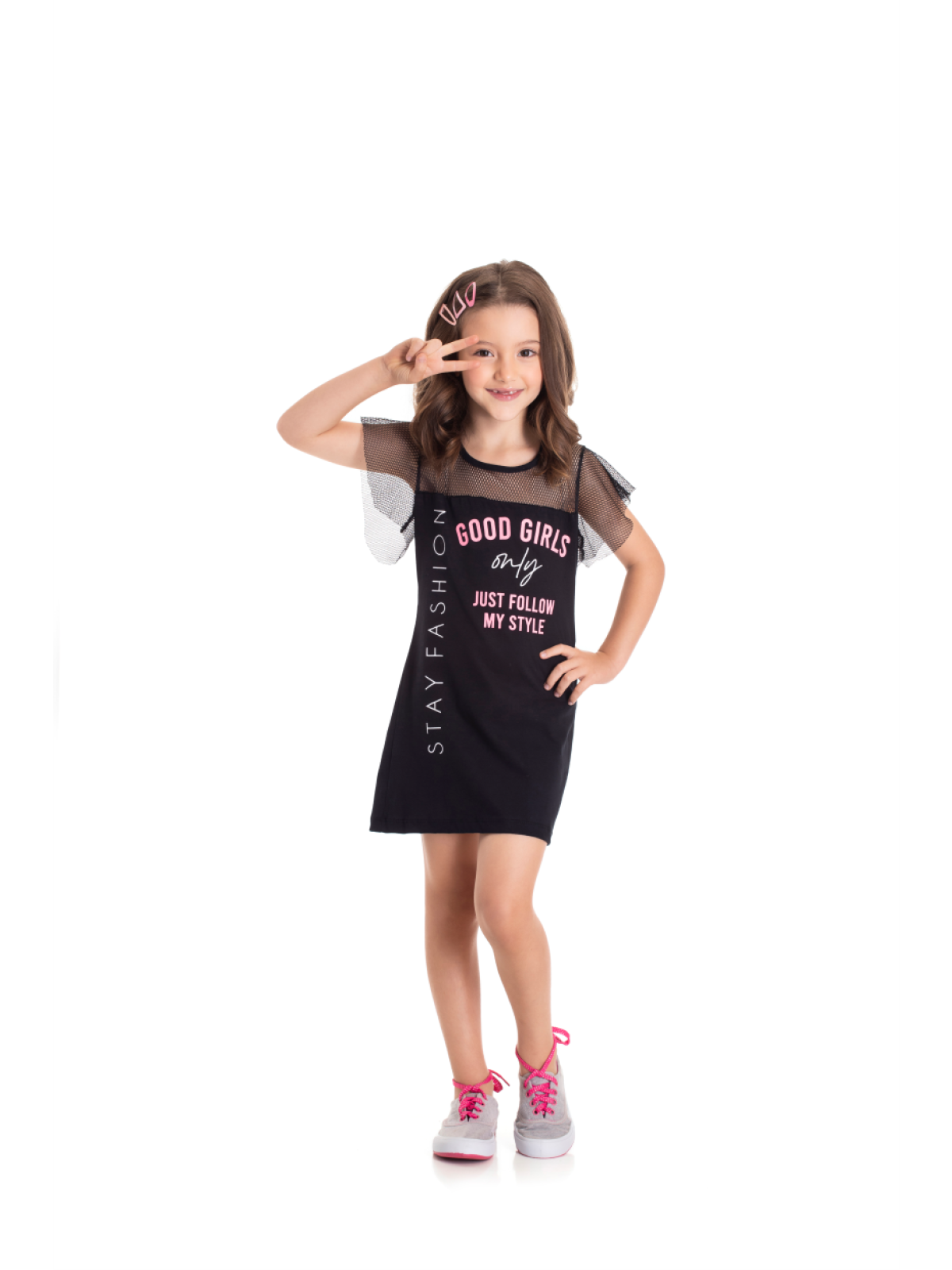 "VESTIDO INFANTIL FEMININO GIRLS PRETO 2357 - FTK BRAND