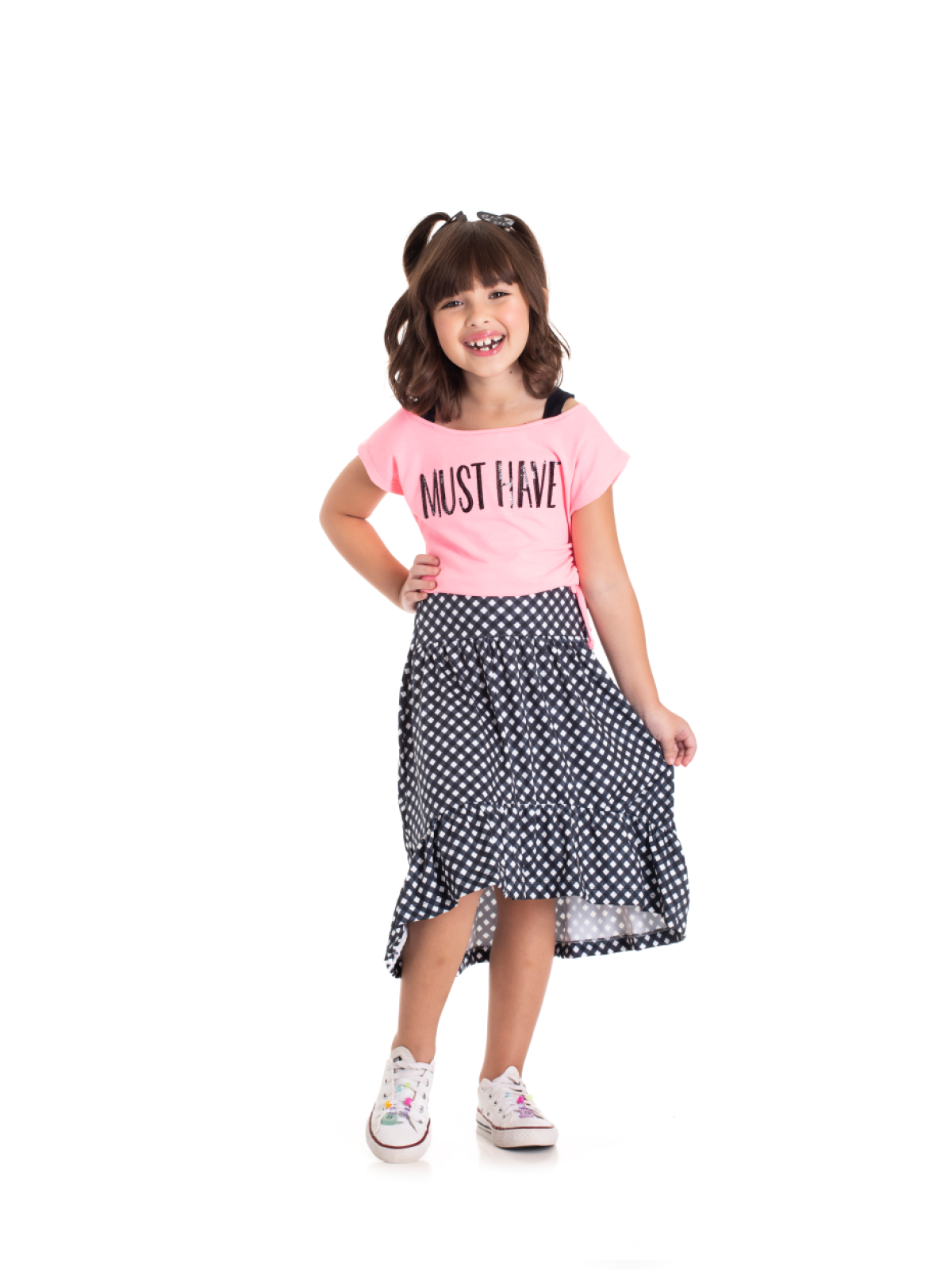 CONJUNTO INFANTIL FEMININO MUST HAVE ROSA NEON 2368 - FTK BRAND 