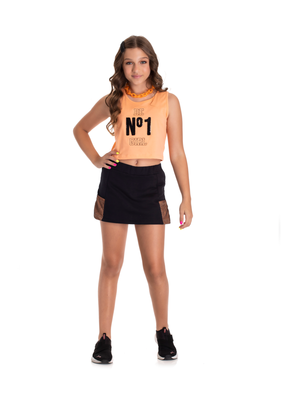 CONJUNTO TEEN FEMININO NUMBER LARANJA 2376 - FTK BRAND 