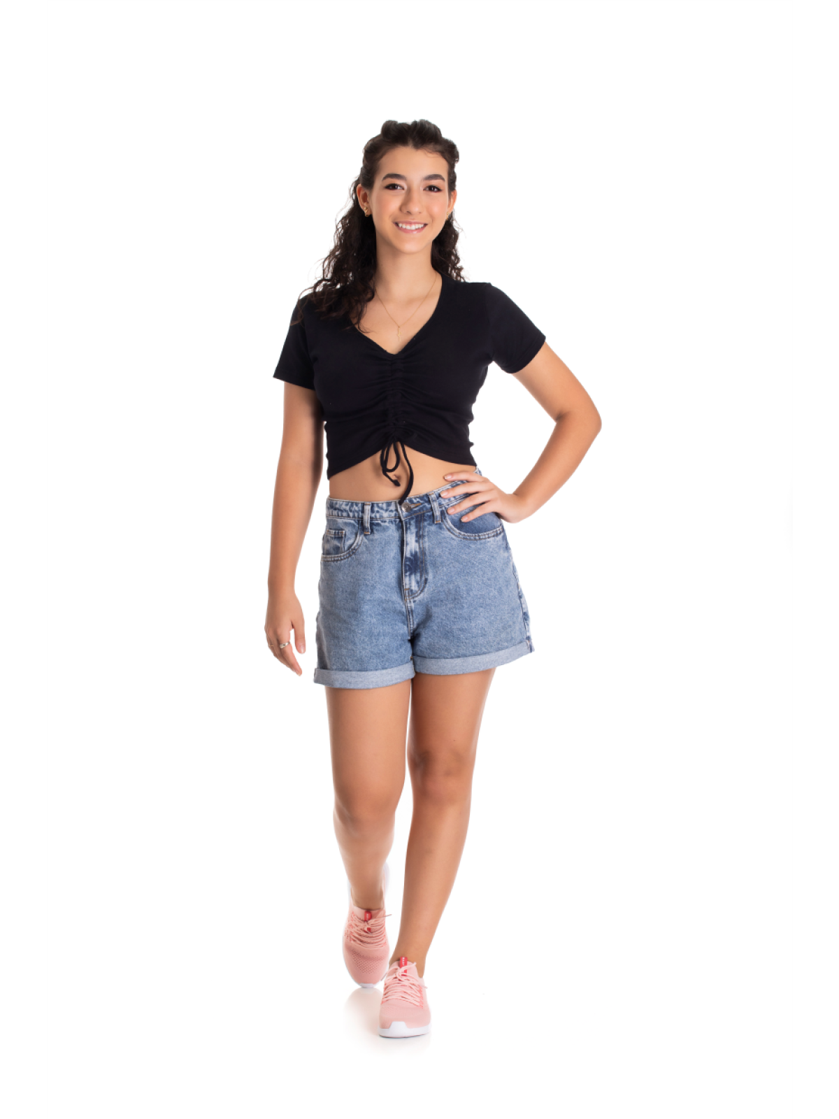 CROPPED TEEN FEMININO RIBANA PRETO 2384 - FTK BRAND 