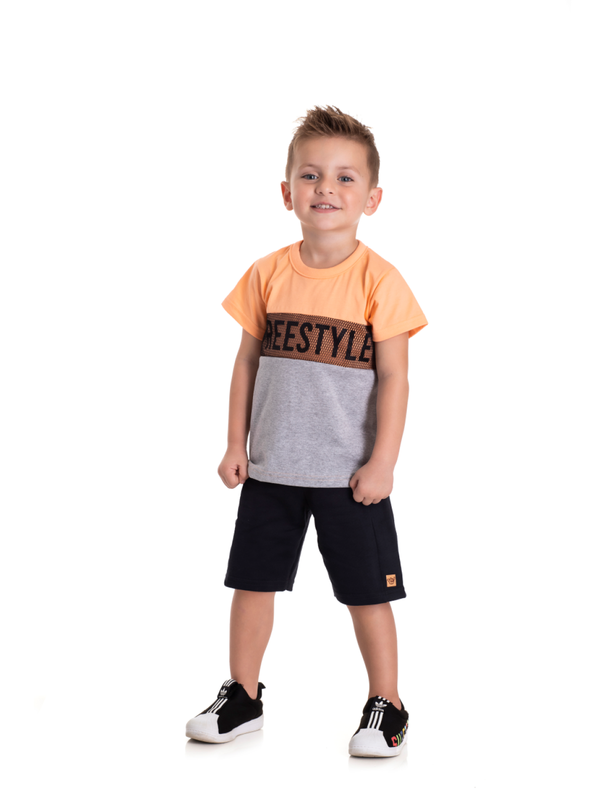 CONJUNTO INFANTIL MASCULINO FREE LARANJA 2388 - FTK BRAND 