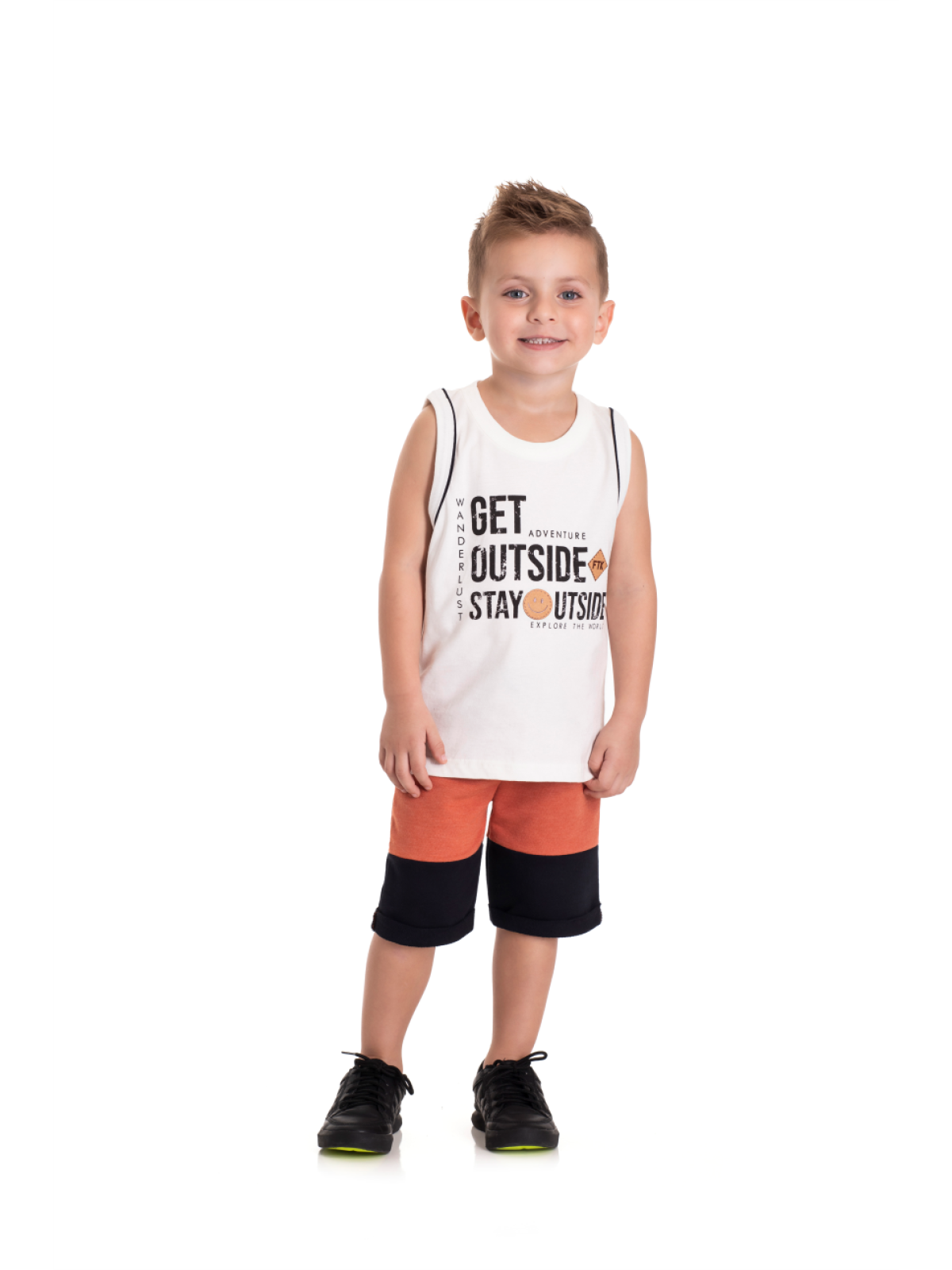 CONJUNTO INFANTIL MASCULINO ADVENTURE OFF WHITE 2391 - FTK BRAND