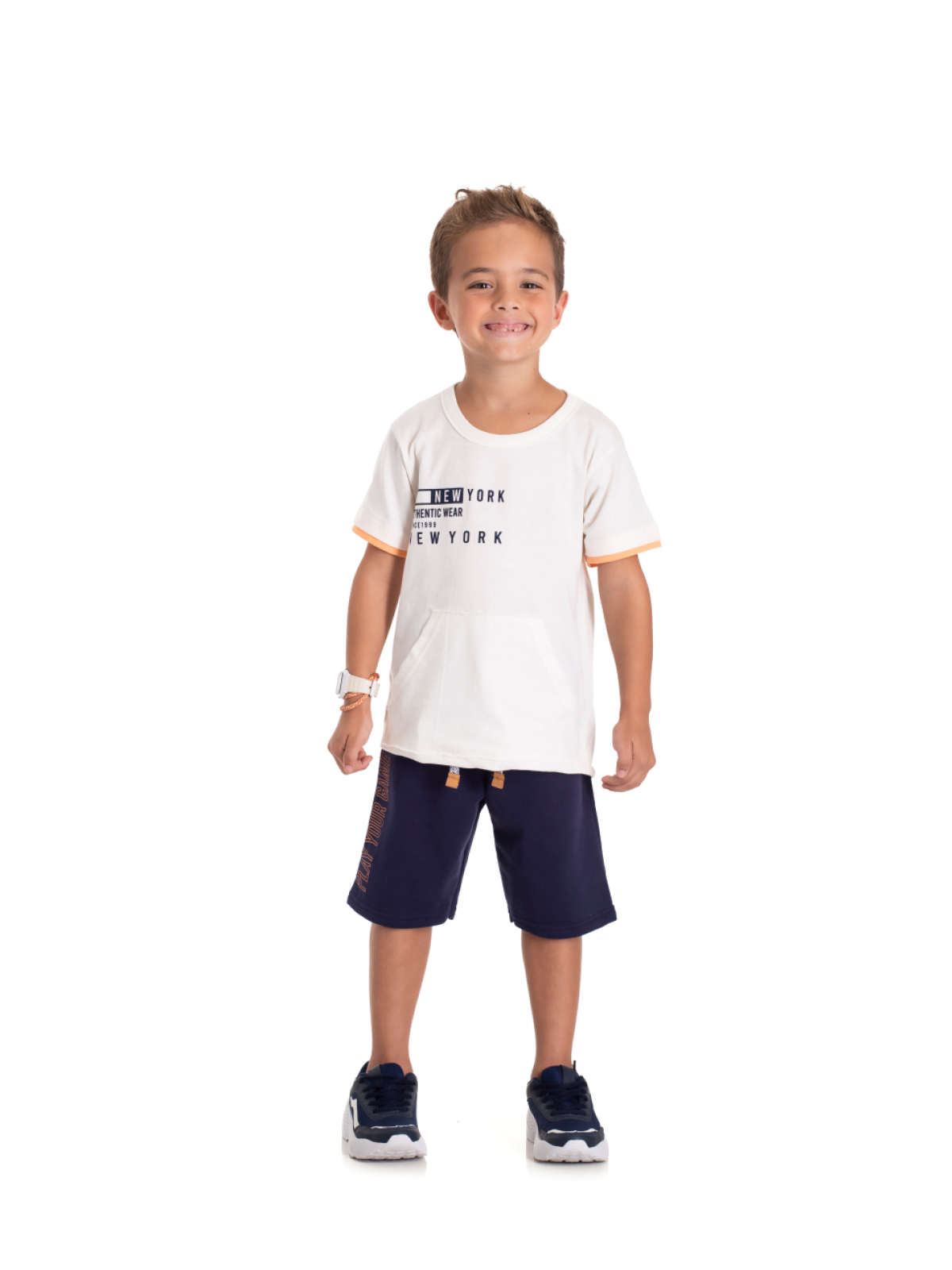 CONJUNTO INFANTIL MASCULINO NEW YORK OFF WHITE 2399 - FTK BRAND 