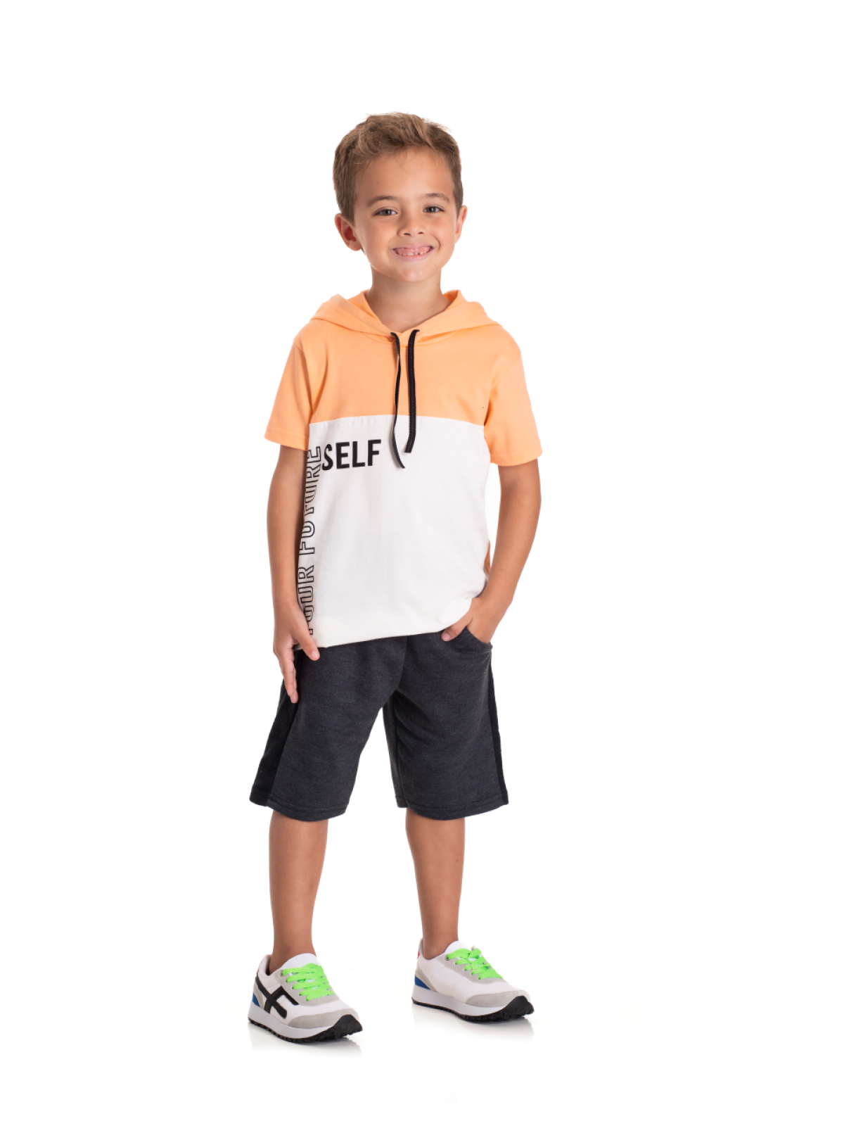 CONJUNTO INFANTIL MASCULINO COLOR BLOCK LARANJA 2400 - FTK BRAND 