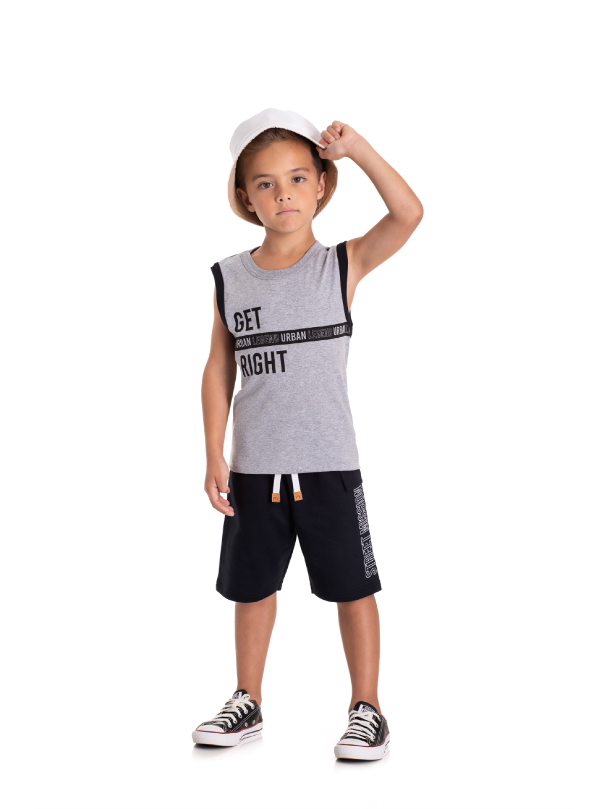 CONJUNTO INFANTIL MASCULINO RIGHT MESCLA  2404 - FTK BRAND 