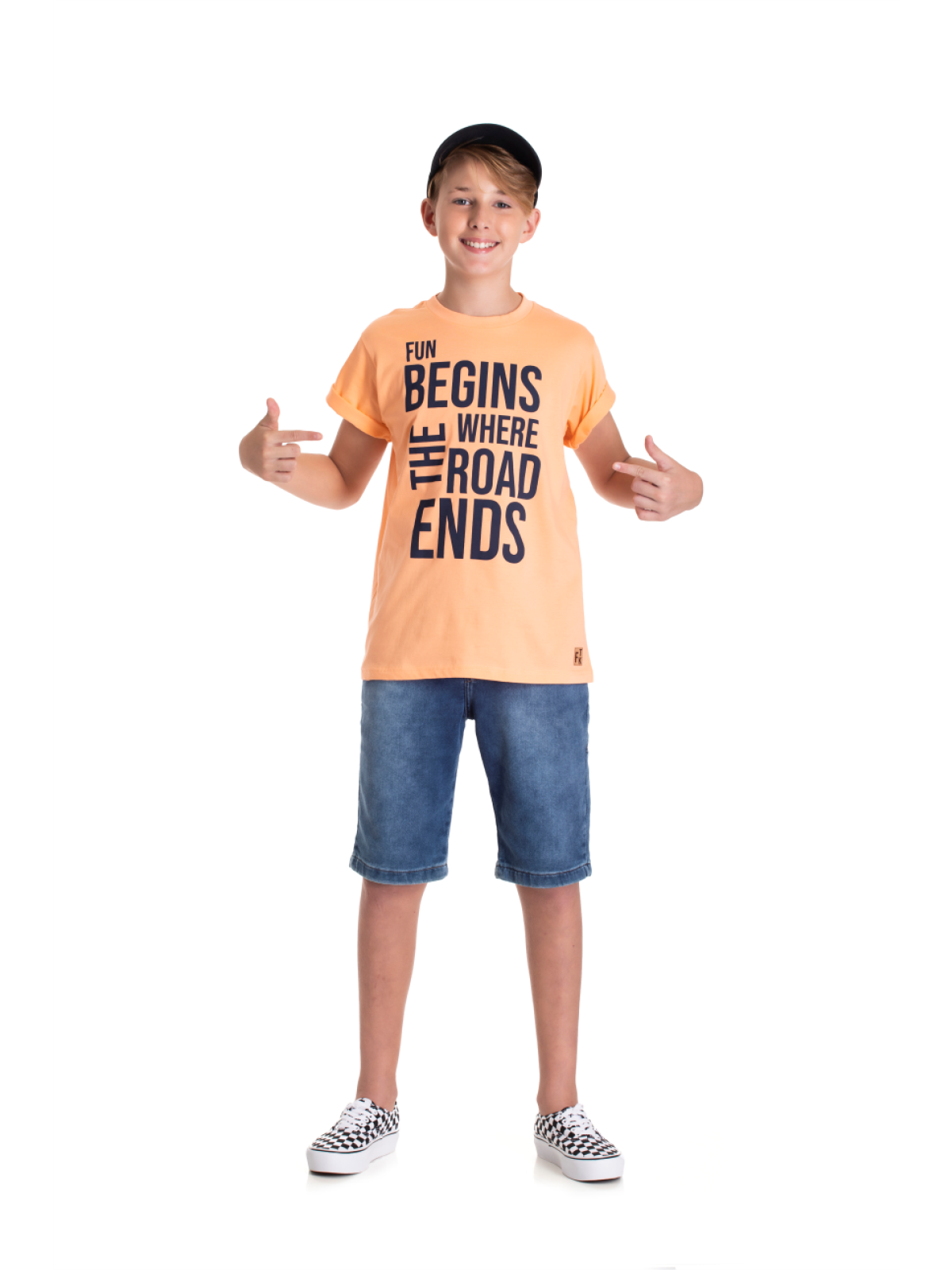 CAMISETA TEEN MASCULINO HAVE FUN LARANJA 2408 - FTK BRAND 