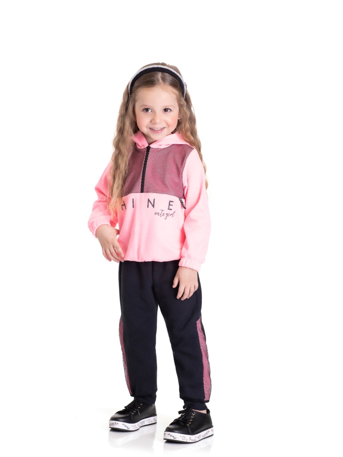 CONJUNTO INFANTIL FEMININO SHINE ROSA NEON 2425 - FTK BRAND