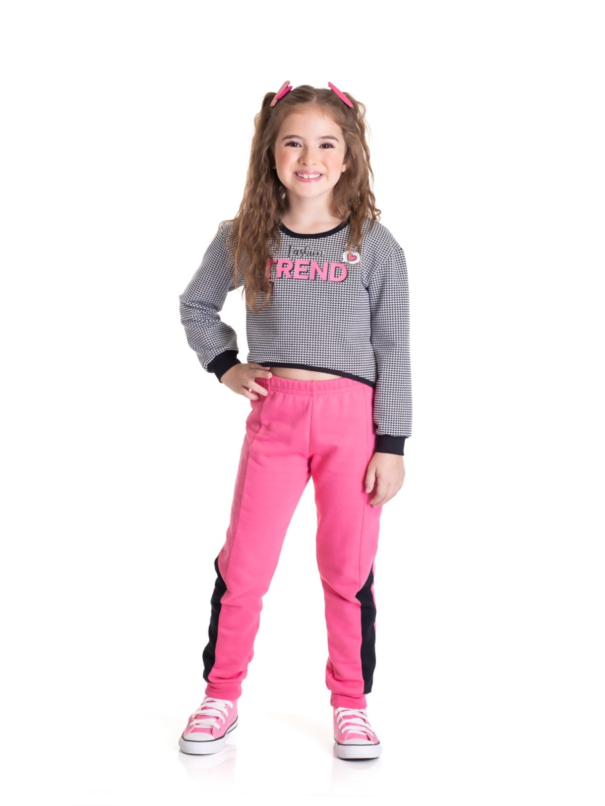 CONJUNTO INFANTIL FEMININO TREND BRANCO E PRETO 2436 - FTK BRAND 