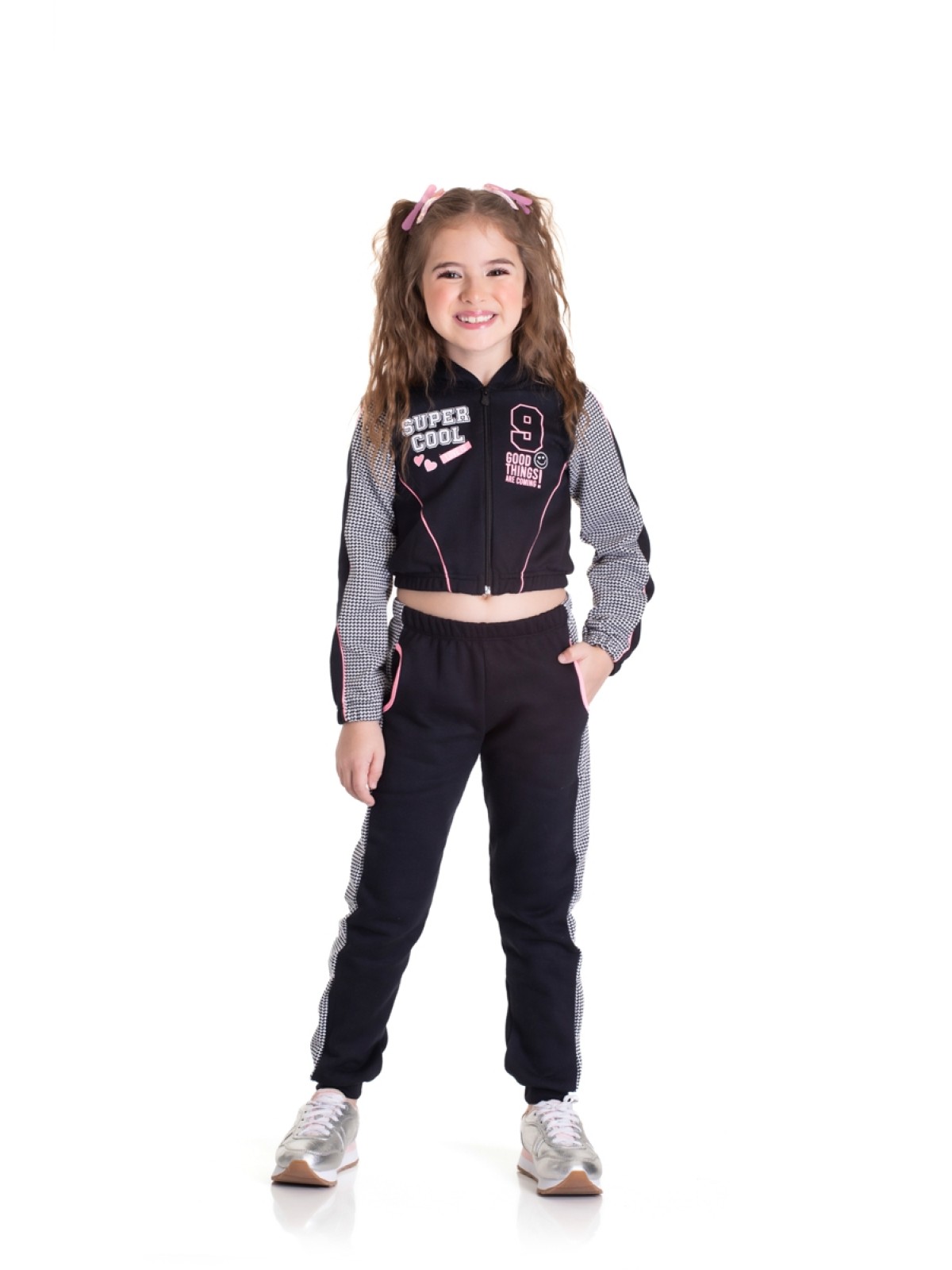 CONJUNTO INFANTIL FEMININO SUPER COOL PRETO 2443 - FTK BRAND 